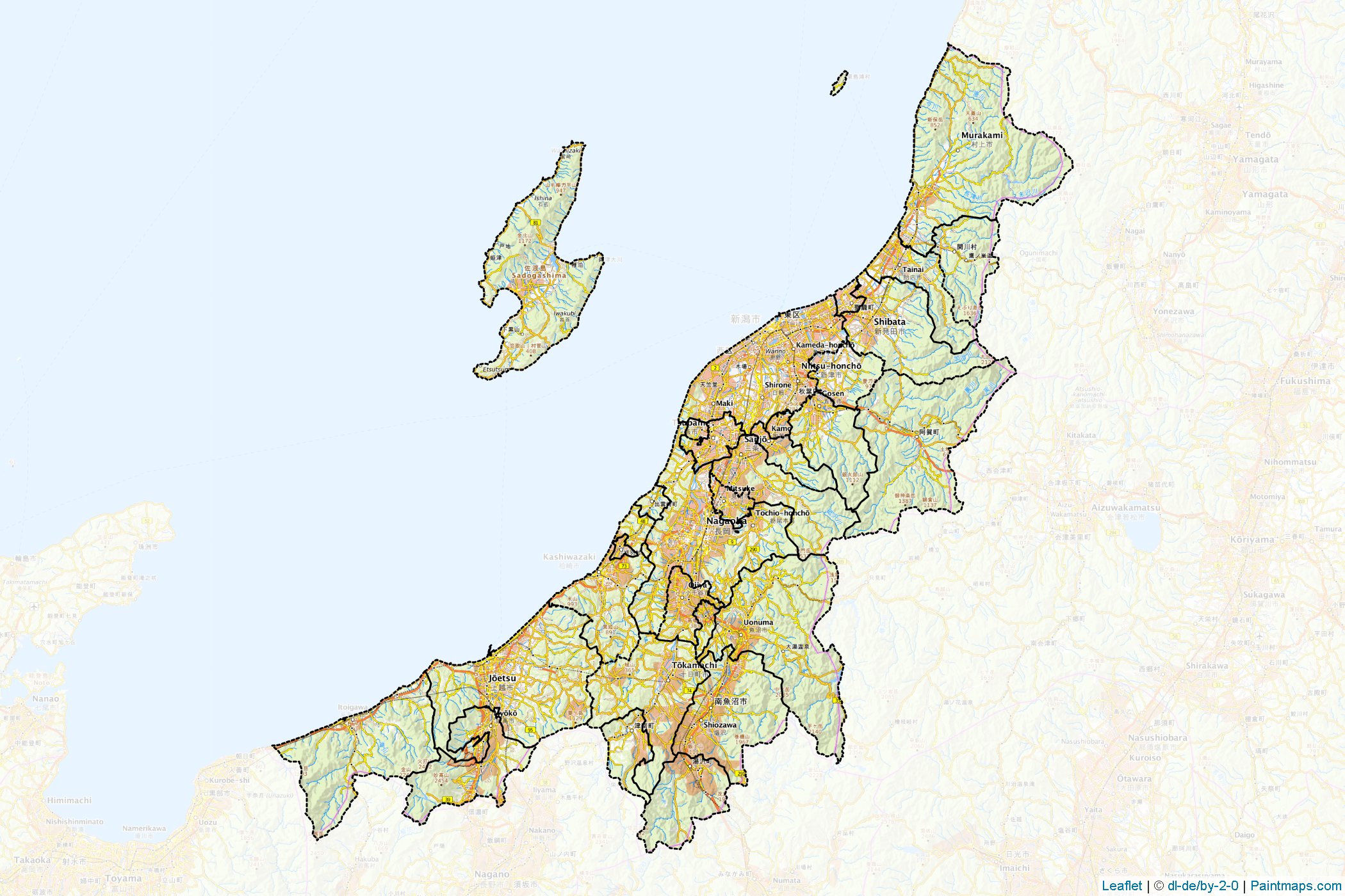 Niigata Prefecture (Japan) Map Cropping Samples-1