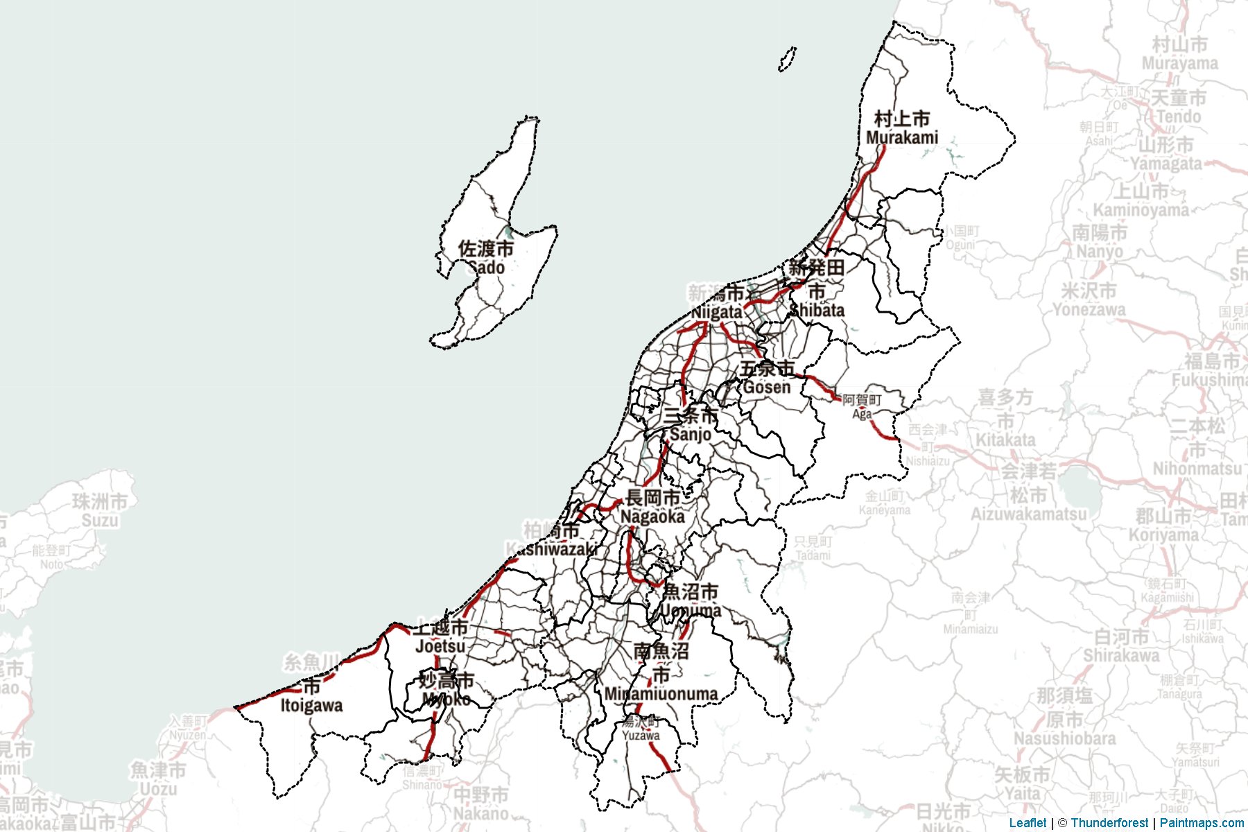 Niigata Prefecture (Japan) Map Cropping Samples-2