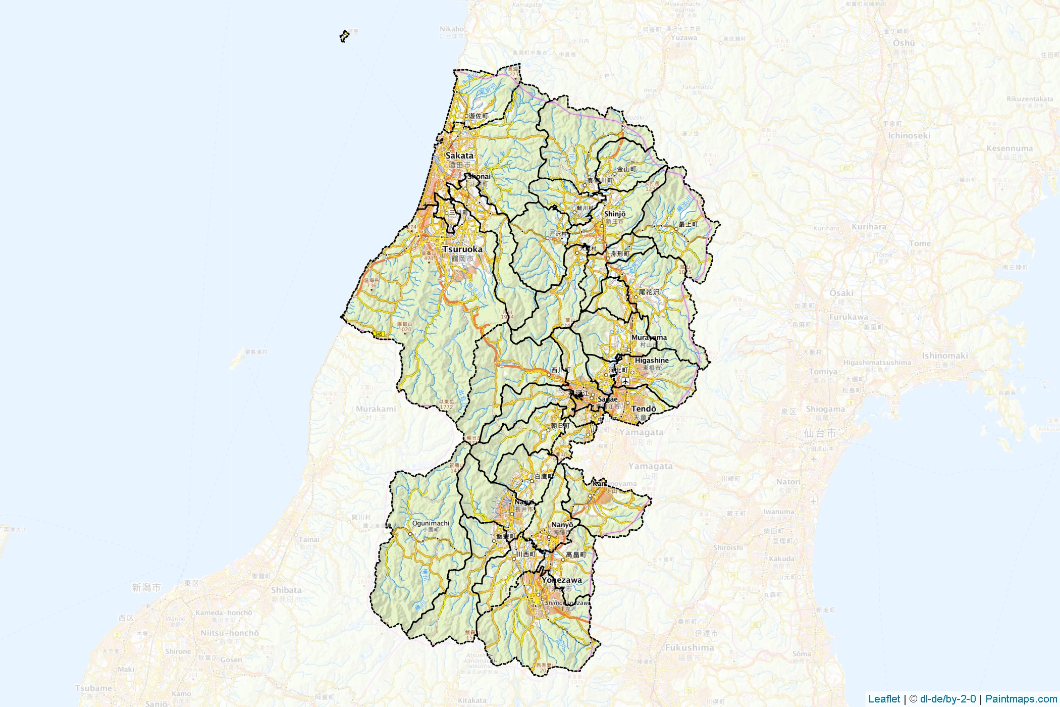 Yamagata (Japonya) Haritası Örnekleri-1