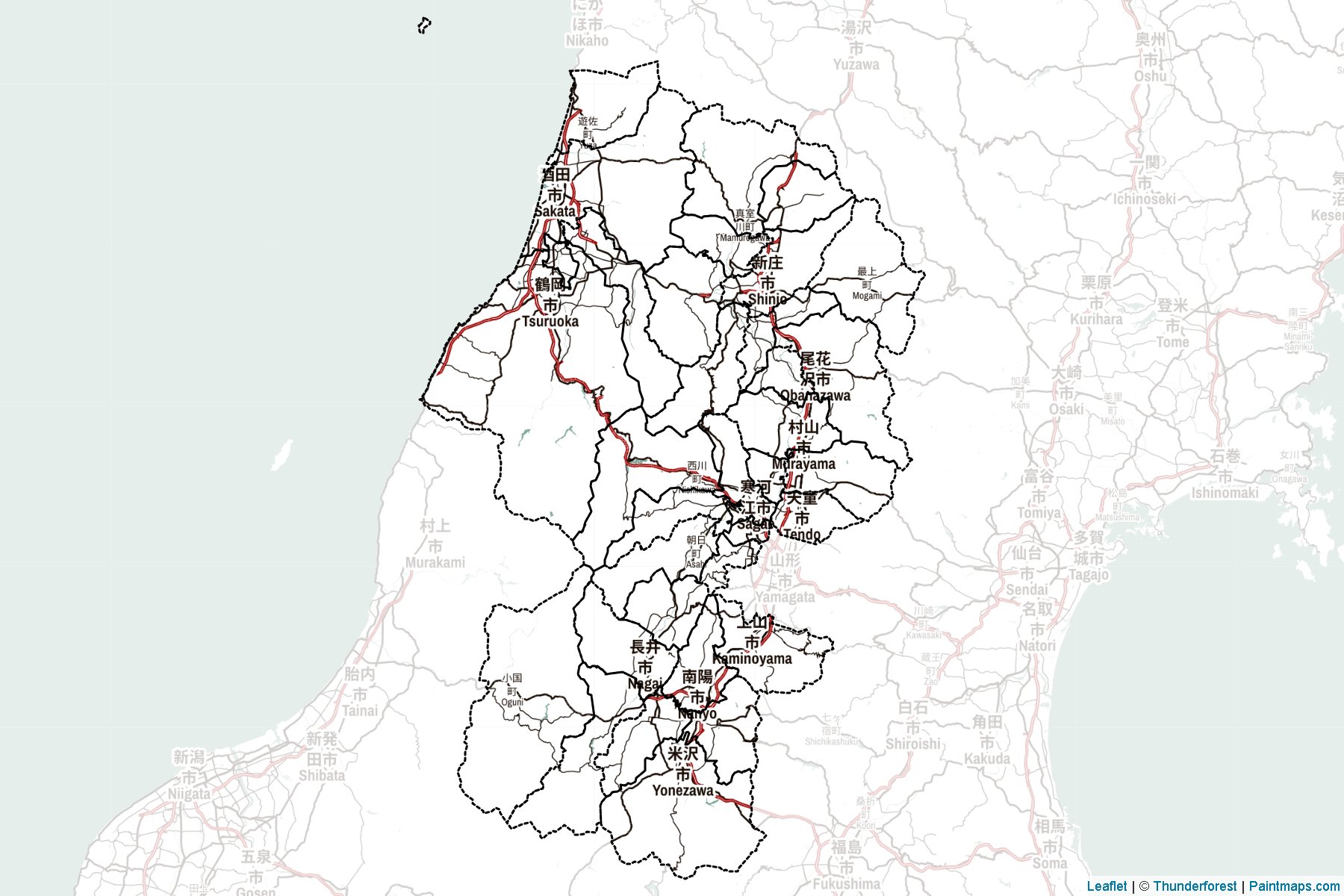 Yamagata Prefecture (Japan) Map Cropping Samples-2