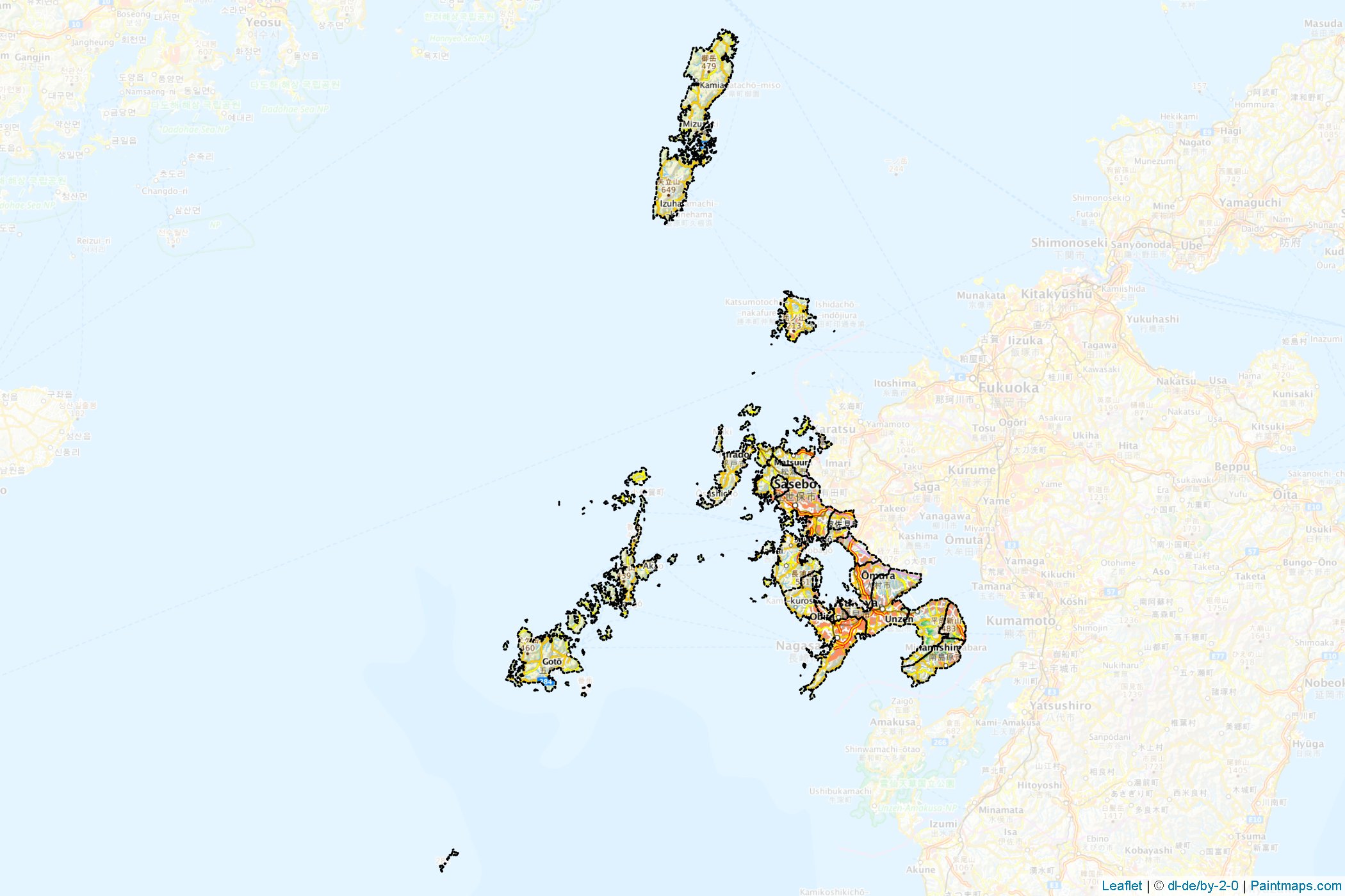 Nagasaki Prefecture (Japan) Map Cropping Samples-1