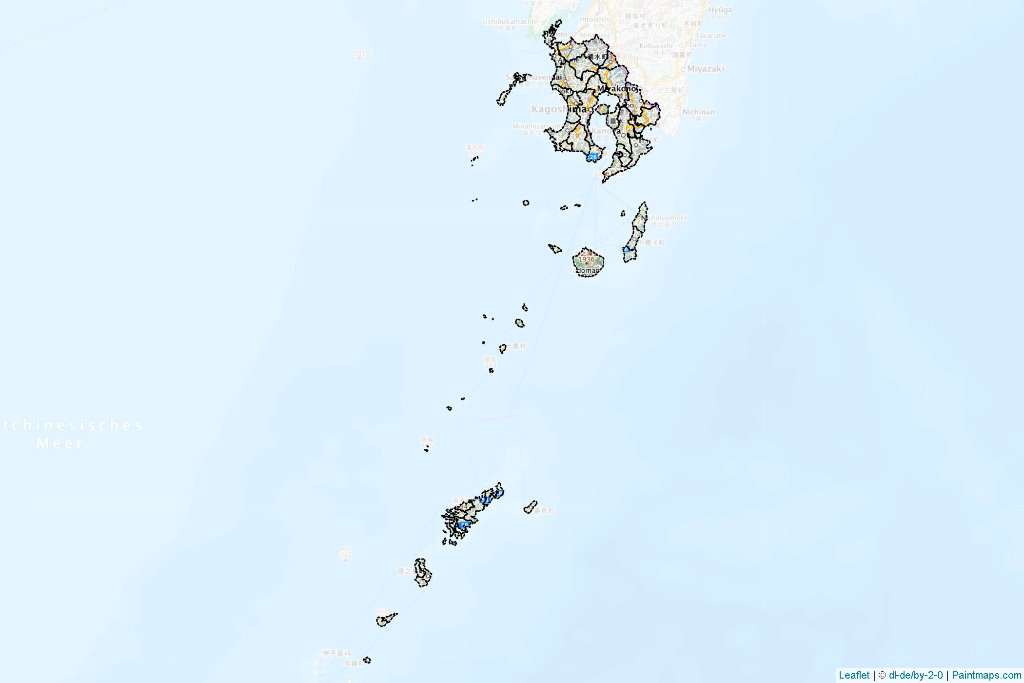 Muestras de recorte de mapas Kagoshima (Japón)-1