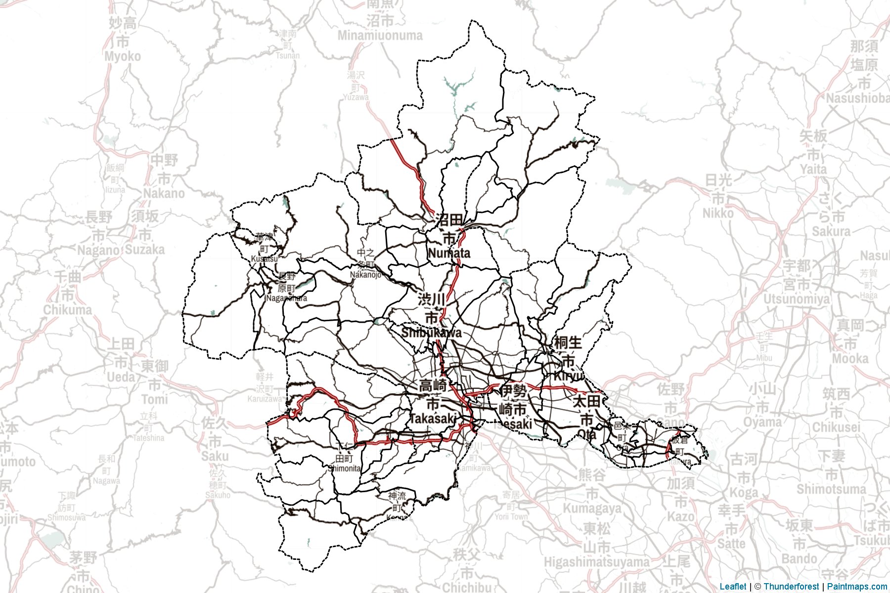 Gunma (Japonya) Haritası Örnekleri-2