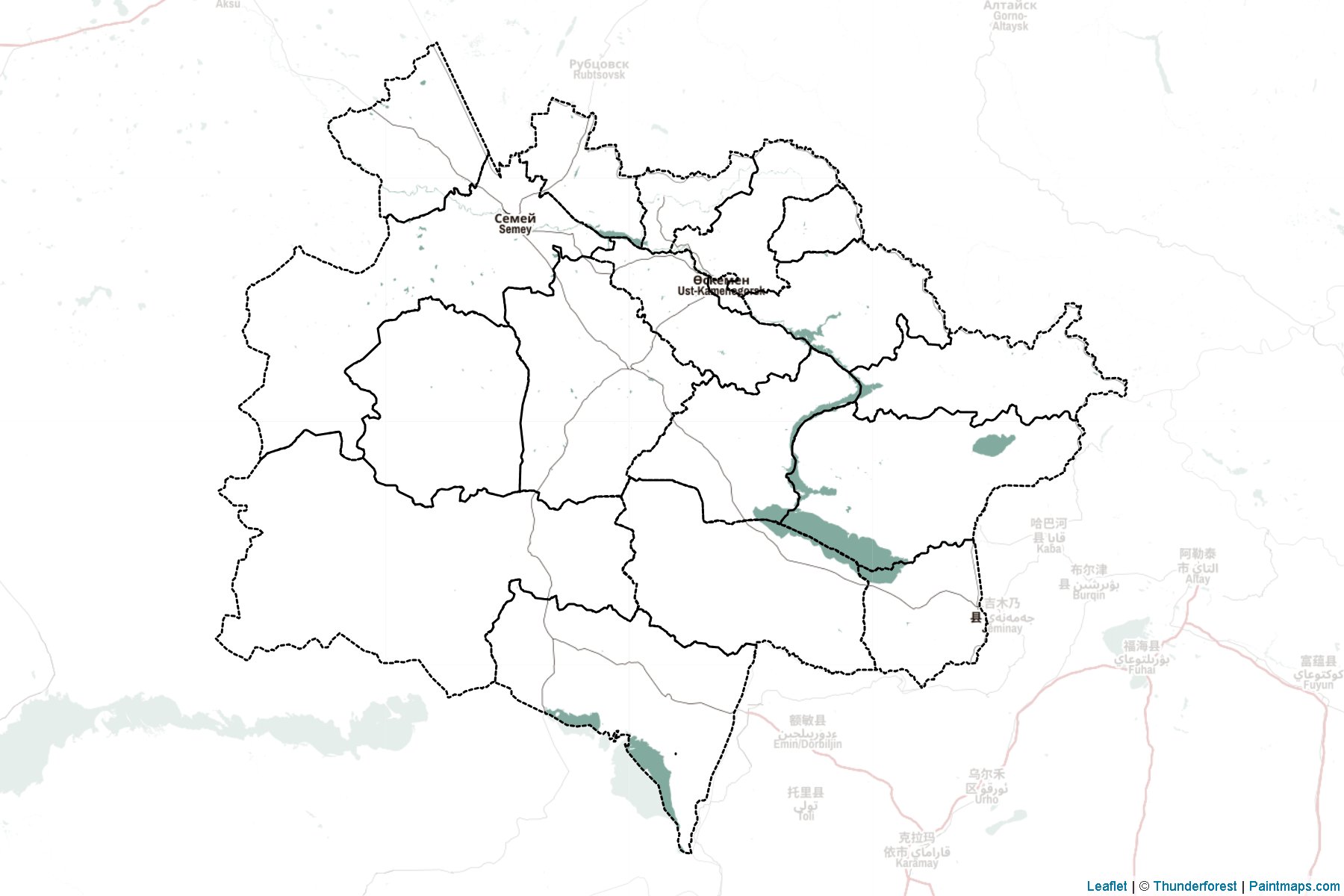 Muestras de recorte de mapas East Kazakhstan (Kazakhstan)-2