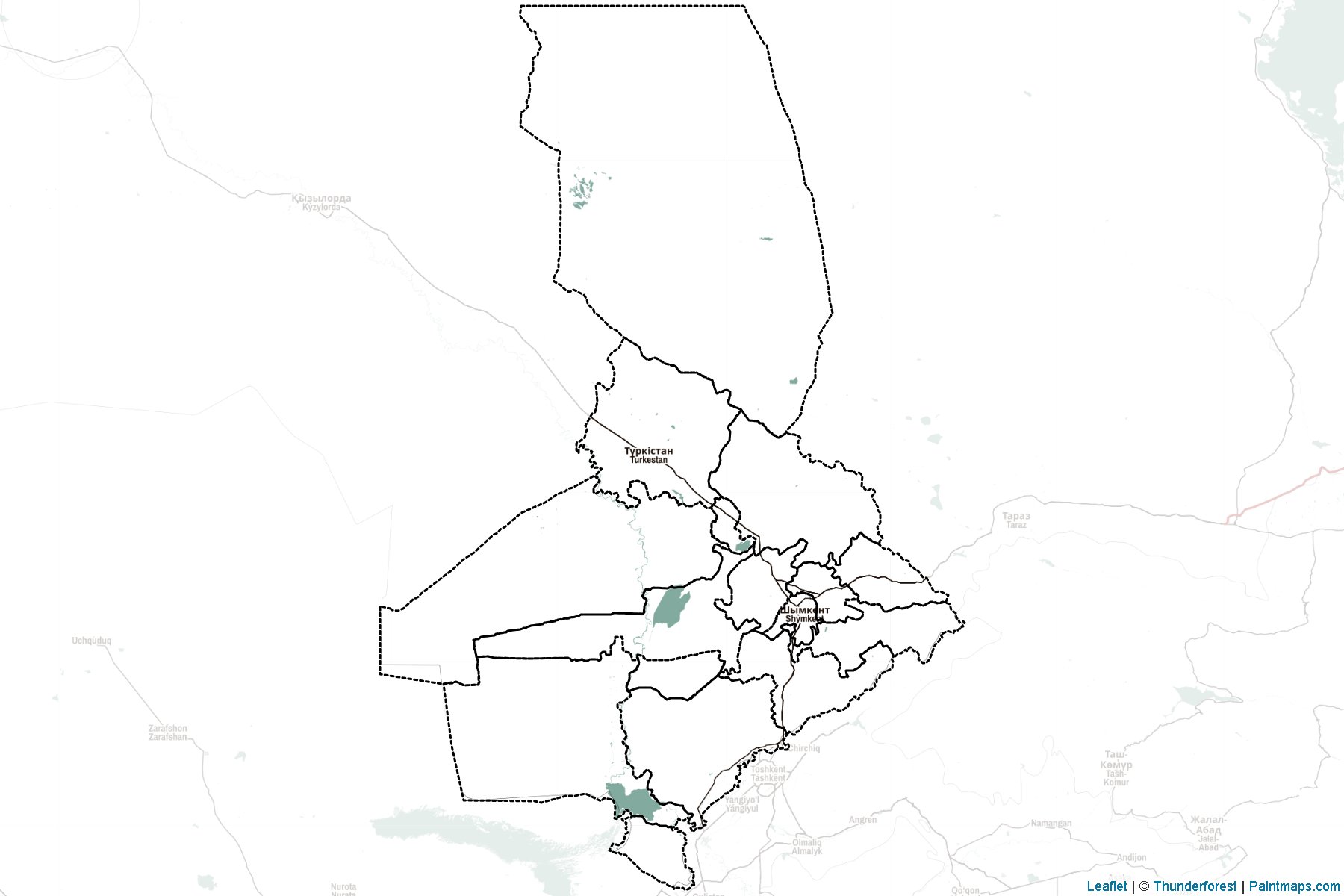 Muestras de recorte de mapas South Kazakhstan (Kazakhstan)-2