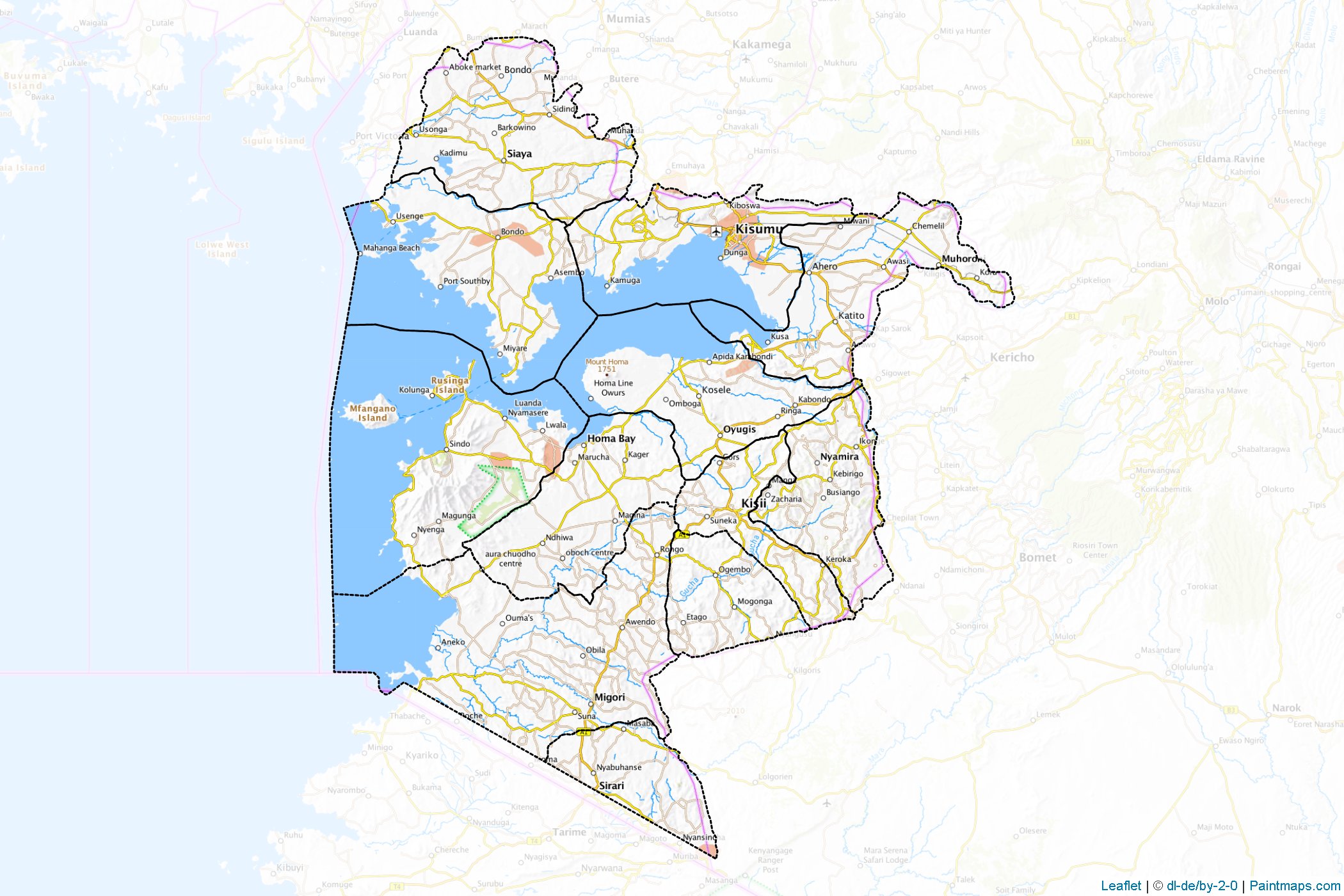 Muestras de recorte de mapas Nyanza (Kenia)-1