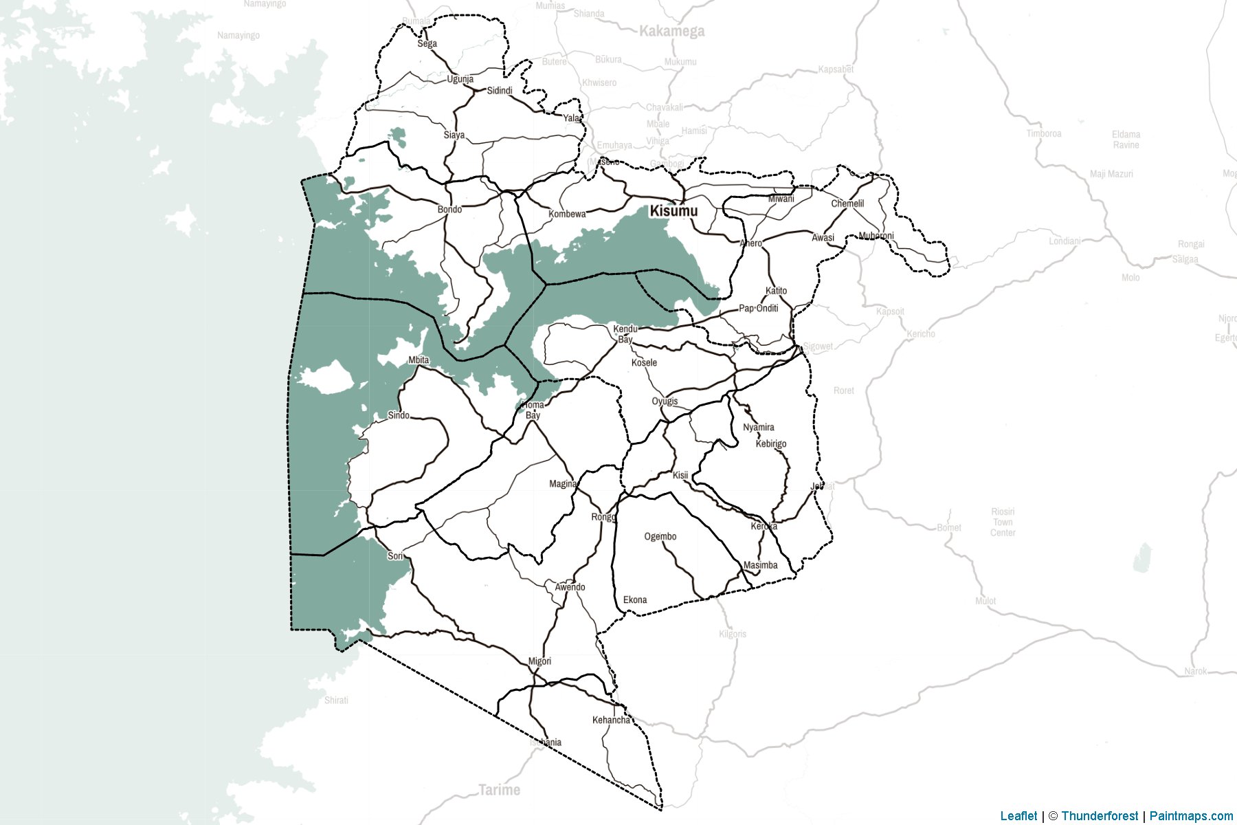 Muestras de recorte de mapas Nyanza (Kenia)-2