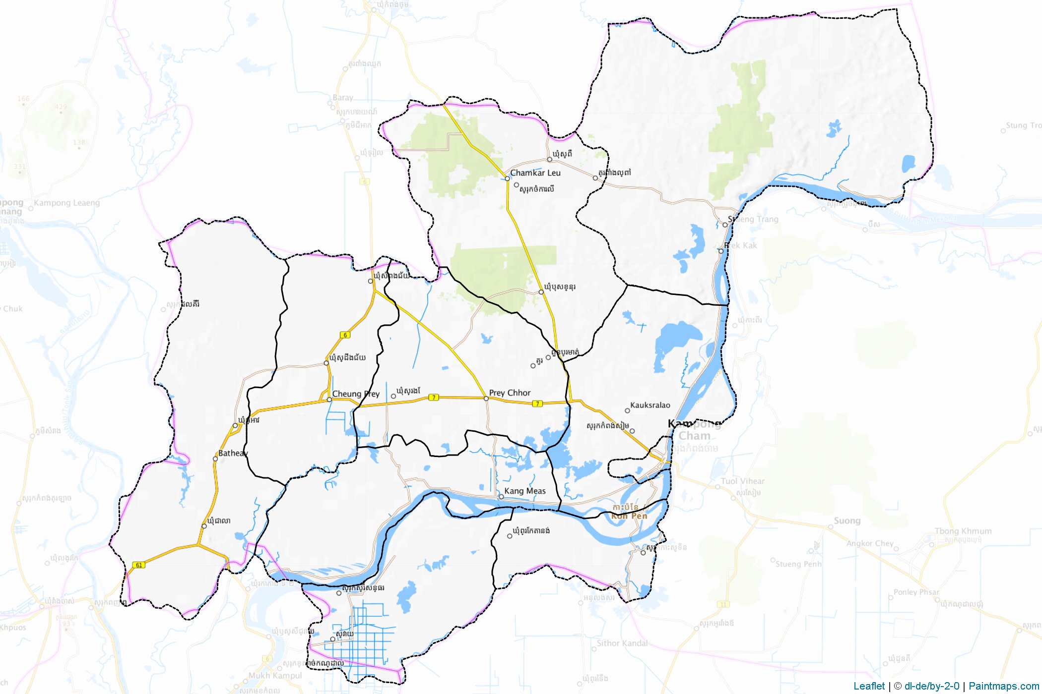 Muestras de recorte de mapas Kâmpóng Cham (Camboya)-1