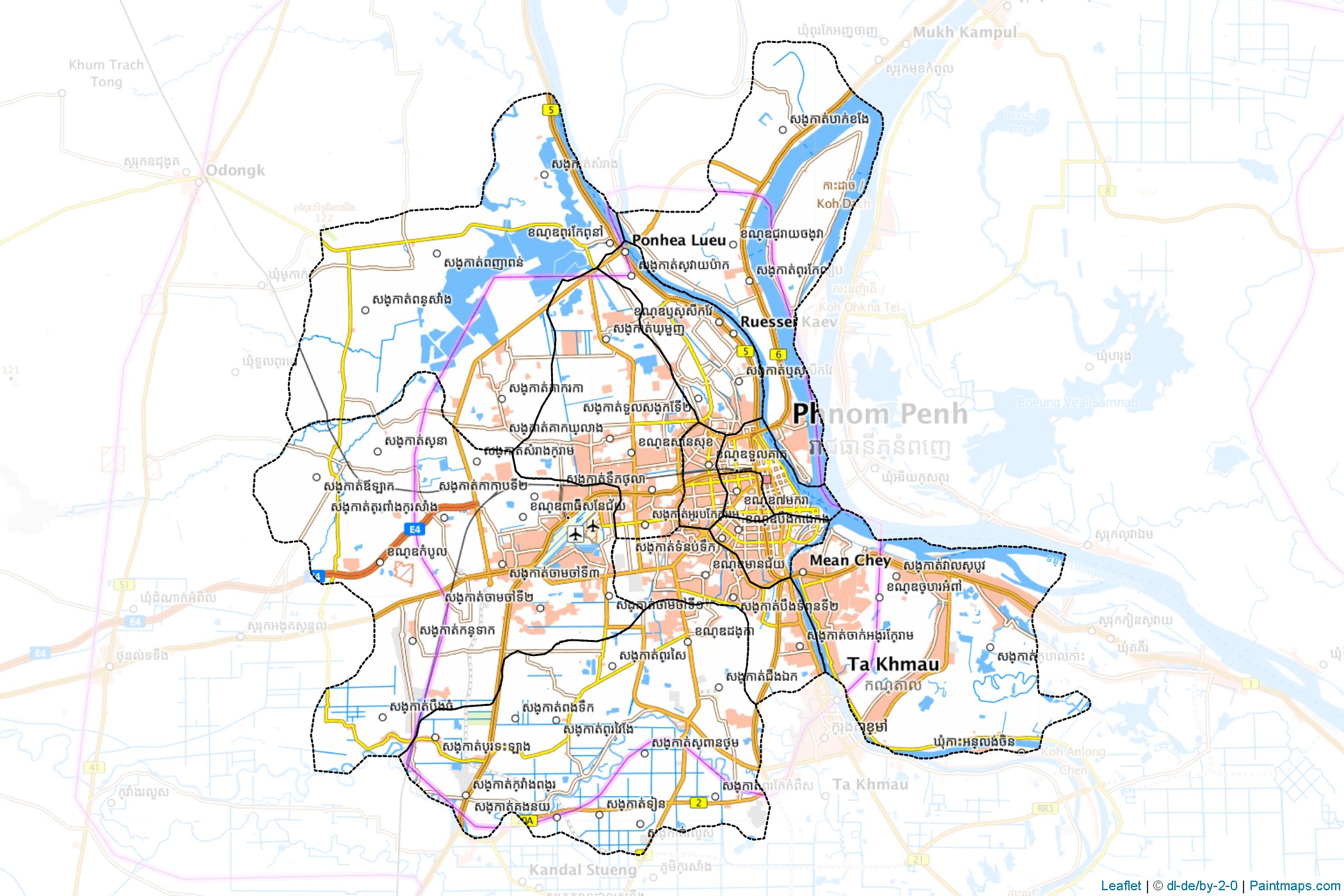 Muestras de recorte de mapas Phnom Penh (Camboya)-1