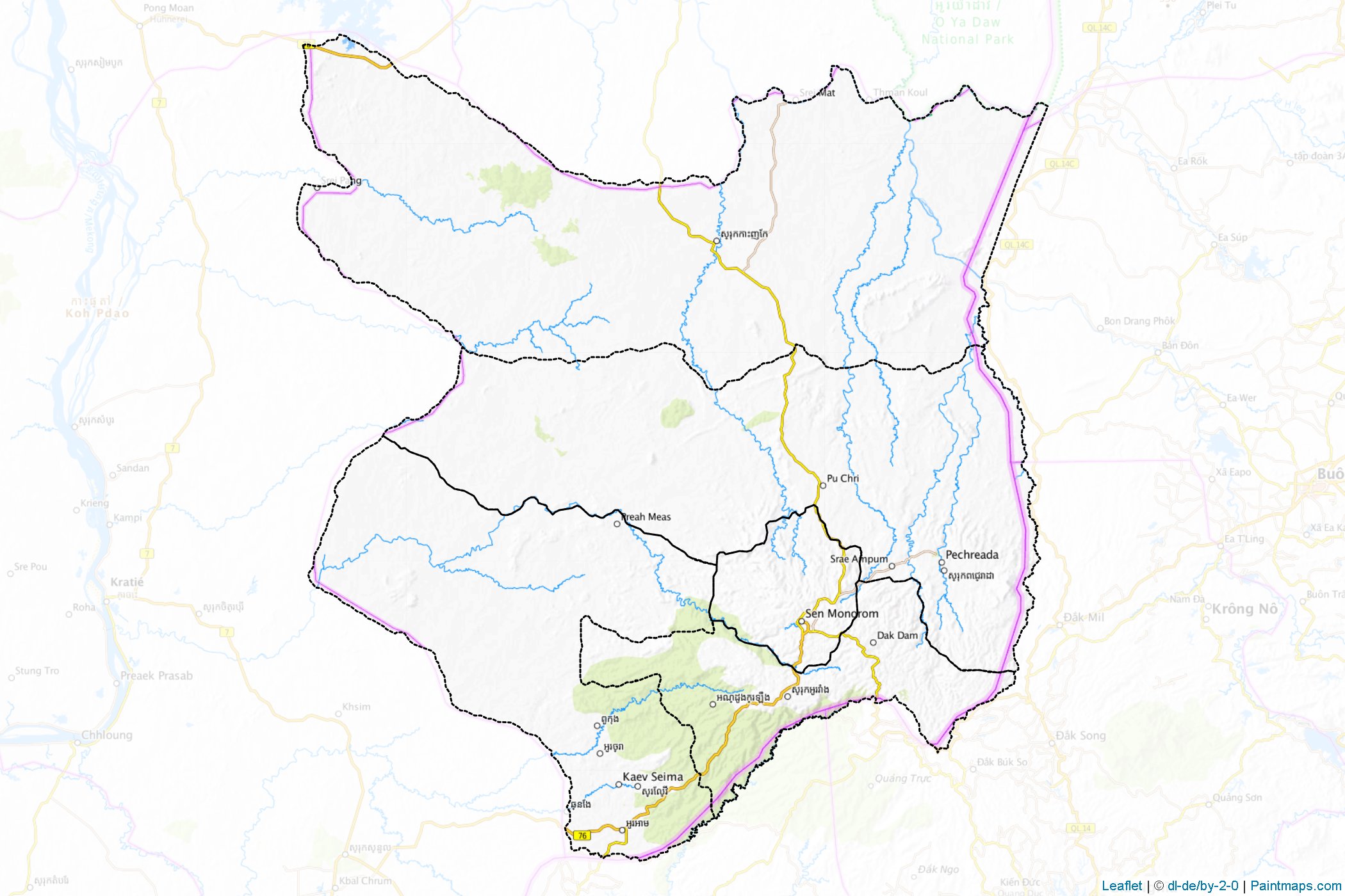 Muestras de recorte de mapas Môndól Kiri (Camboya)-1