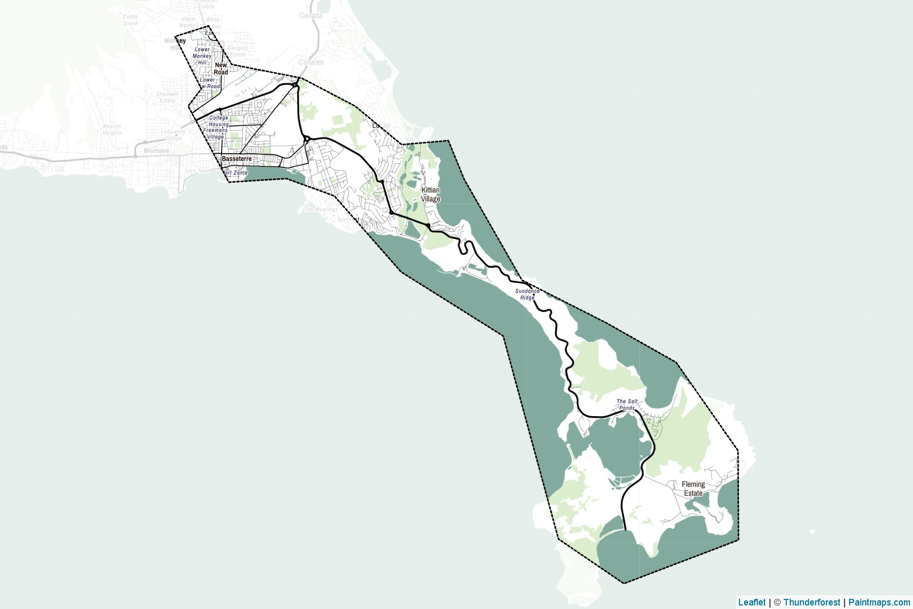 Muestras de recorte de mapas Saint George Basseterre (San Cristóbal y Nieves)-2