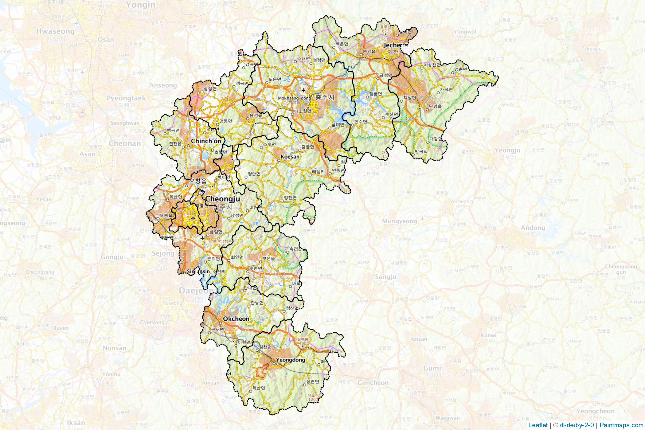 Chungcheongbuk-Do (South Korea) Map Cropping Samples-1