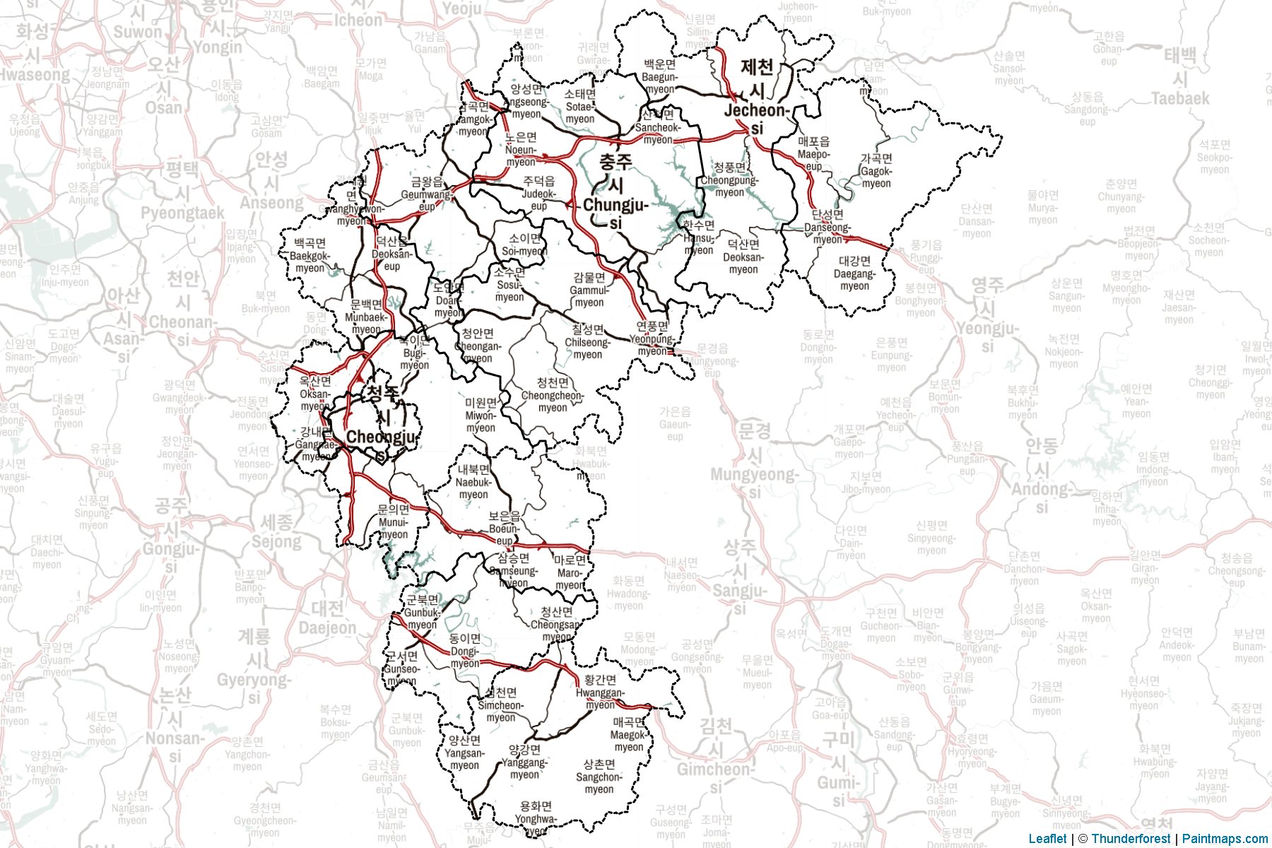 Chungcheongbuk-Do (South Korea) Map Cropping Samples-2