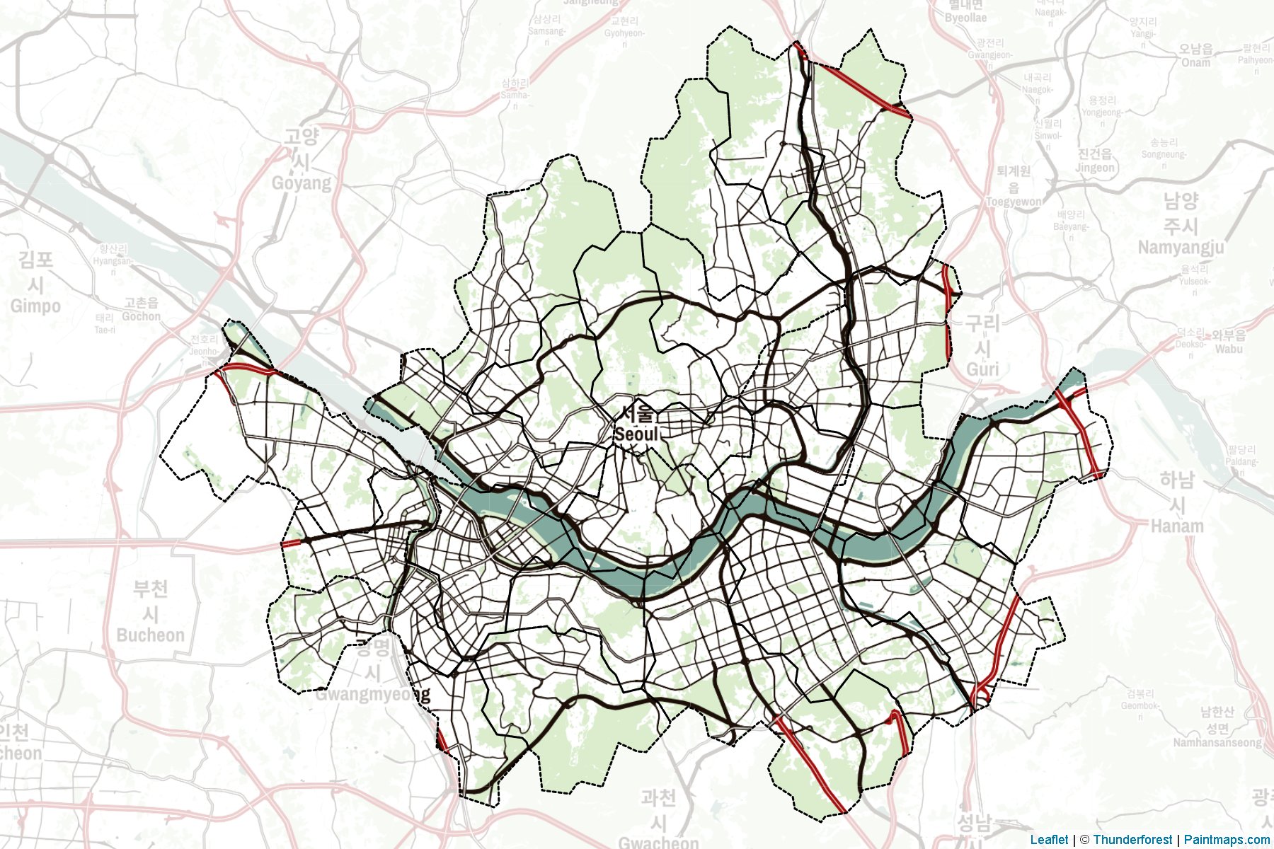 Muestras de recorte de mapas Seoul (Corea del Sur)-2