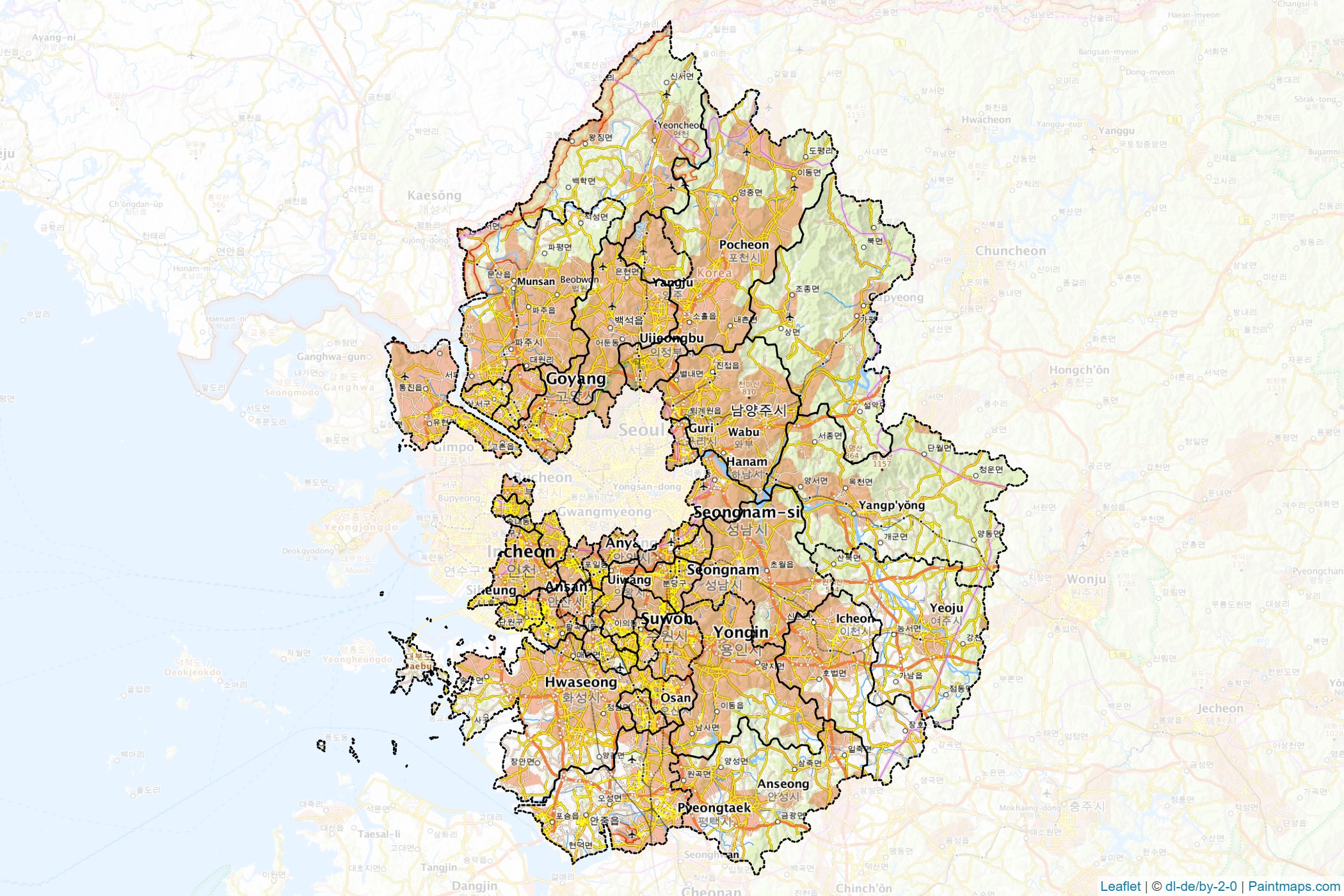 Muestras de recorte de mapas Gyeonggi (Corea del Sur)-1