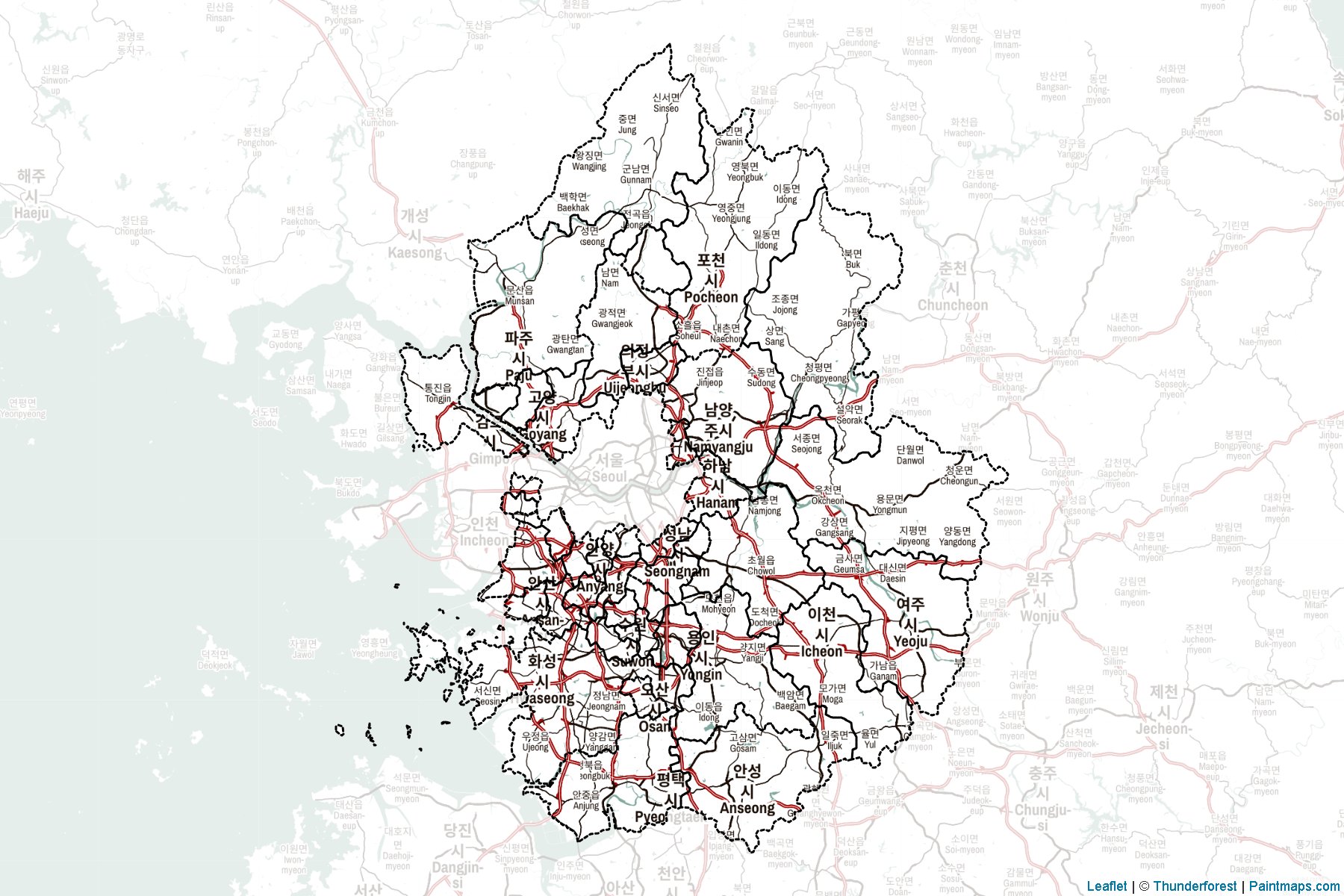 Muestras de recorte de mapas Gyeonggi (Corea del Sur)-2