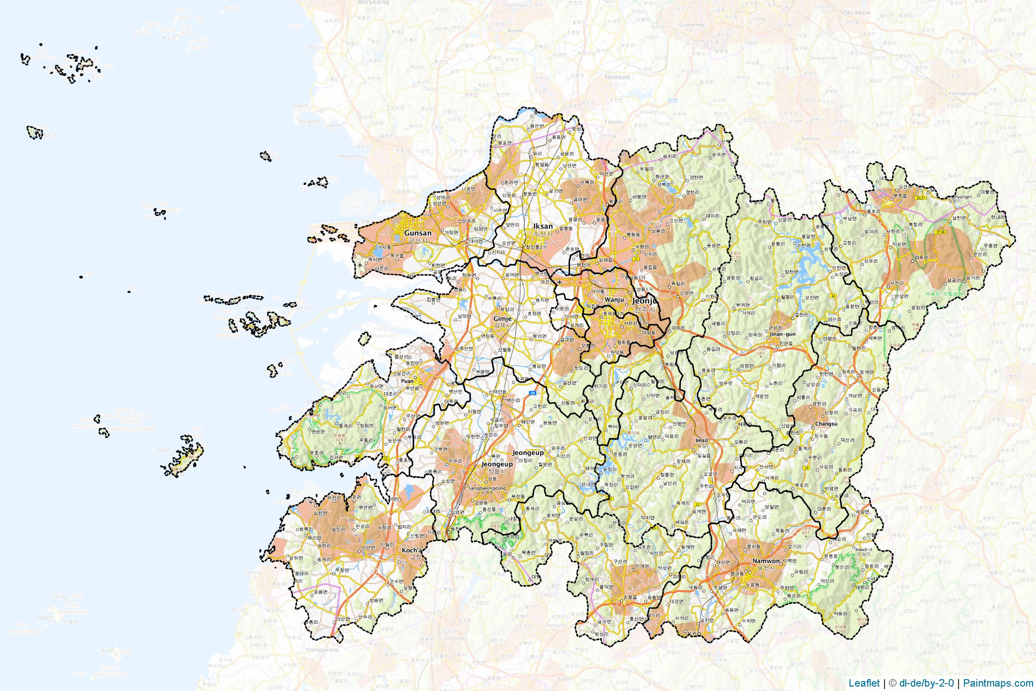 Jeollabuk-Do (South Korea) Map Cropping Samples-1