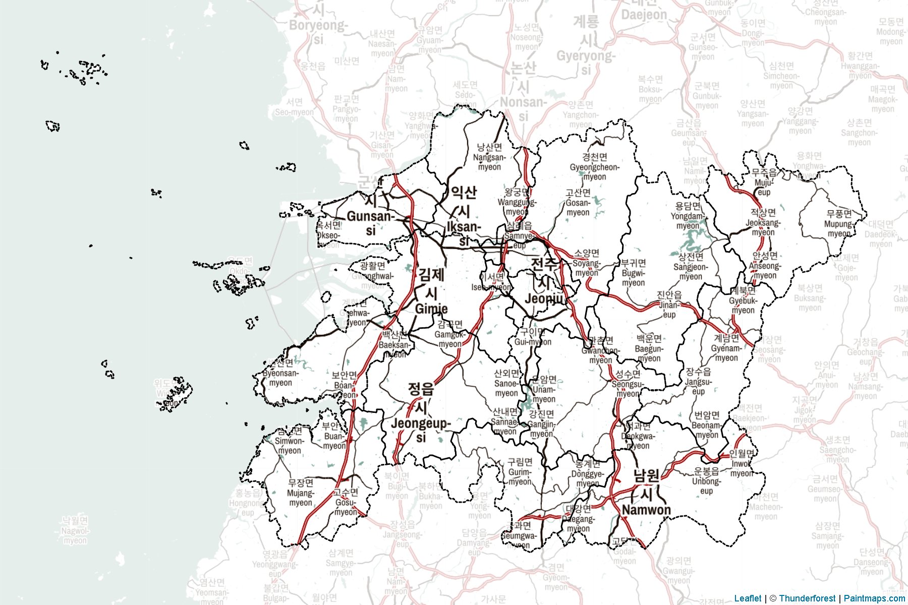 Jeollabuk-Do (South Korea) Map Cropping Samples-2