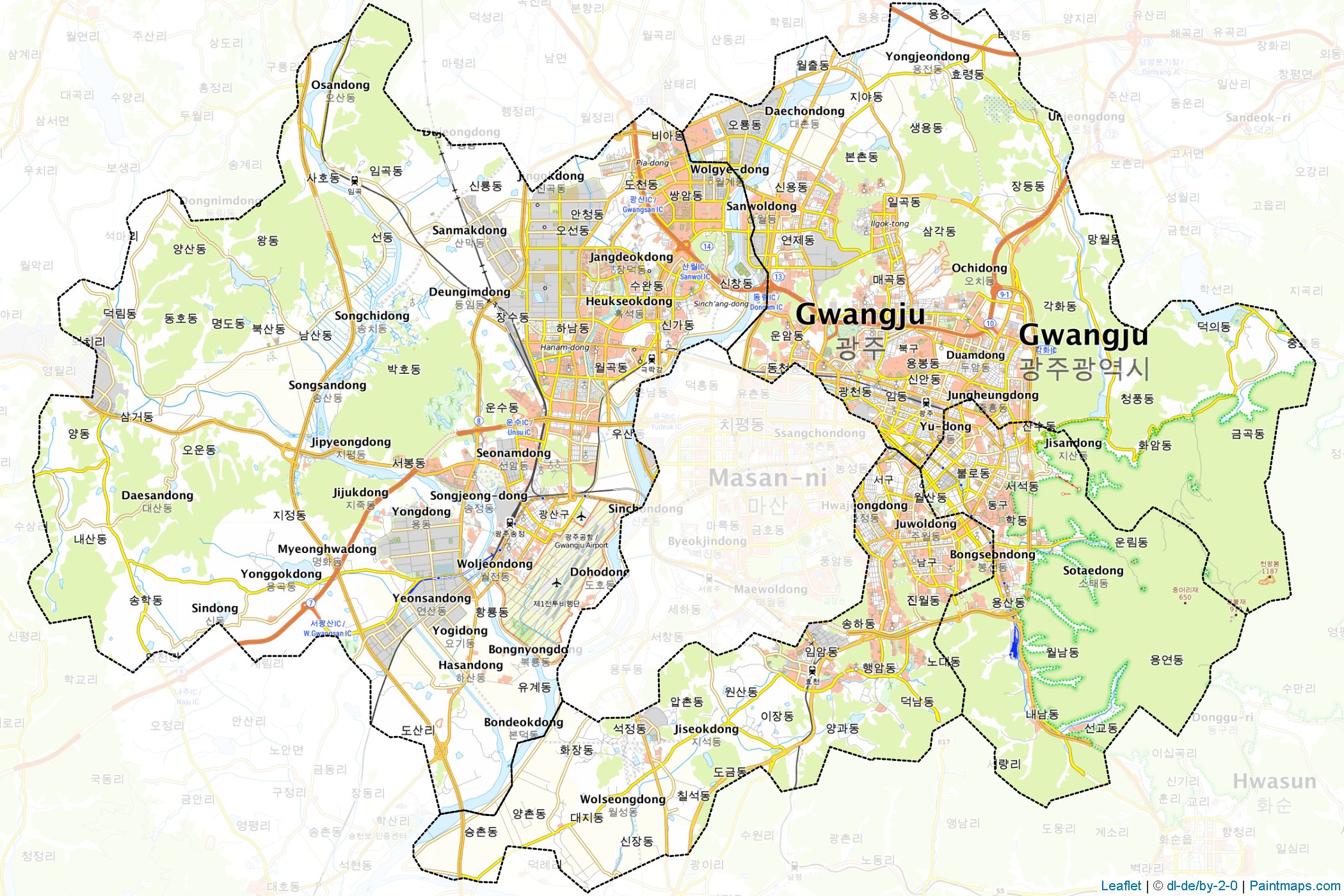 Gwangju (Güney Kore) Haritası Örnekleri-1