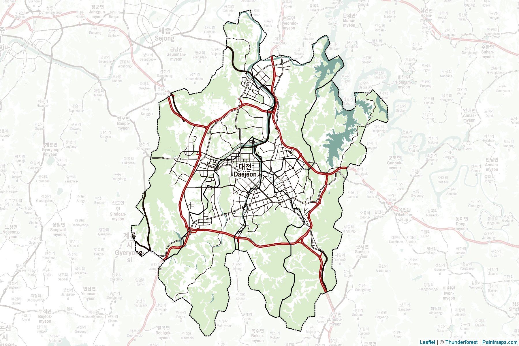 Muestras de recorte de mapas Daejeon (Corea del Sur)-2