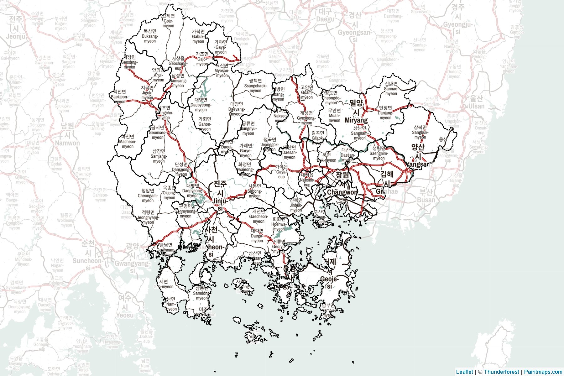 Gyeongsangnam-Do (South Korea) Map Cropping Samples-2