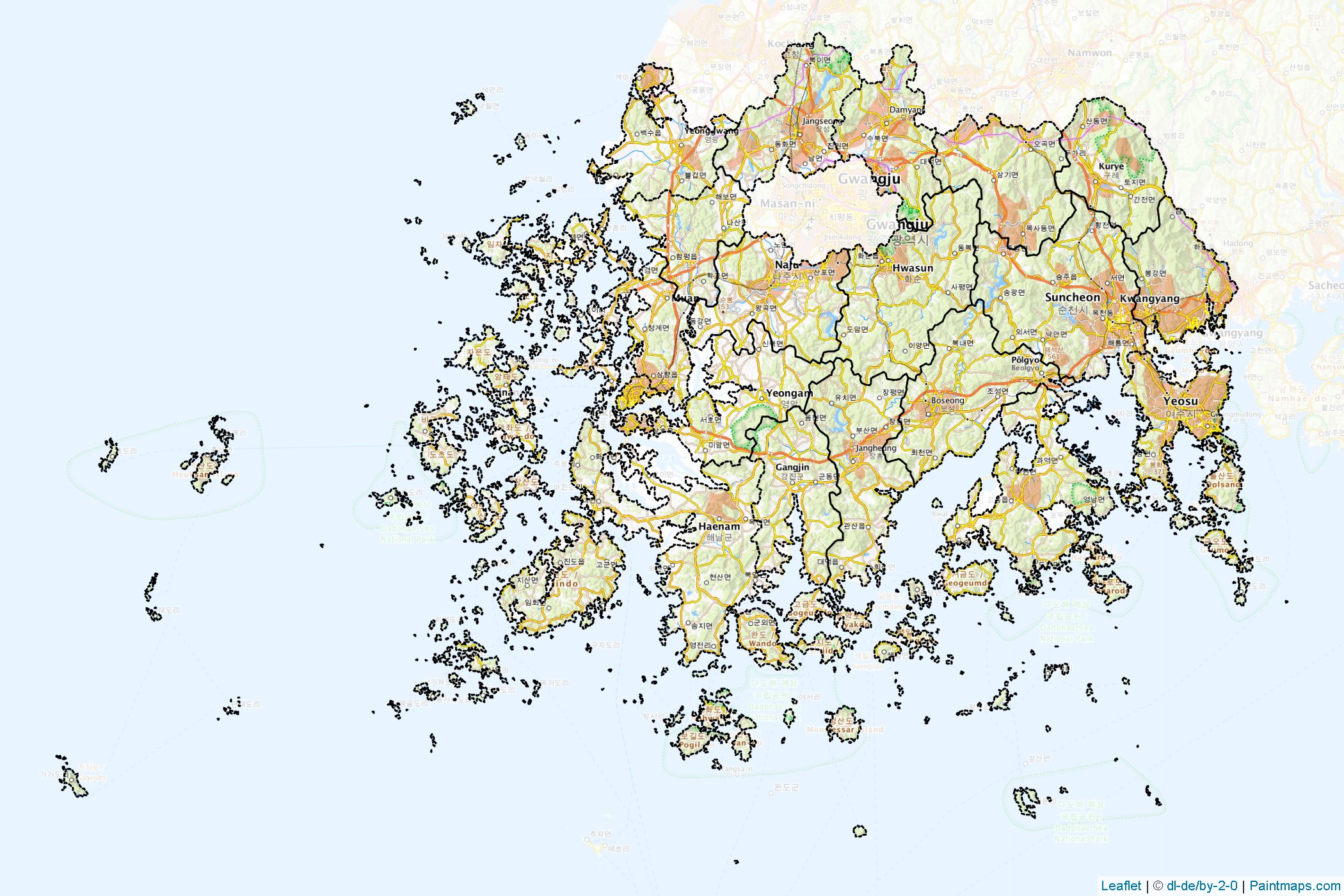 Jeollanam-Do (South Korea) Map Cropping Samples-1