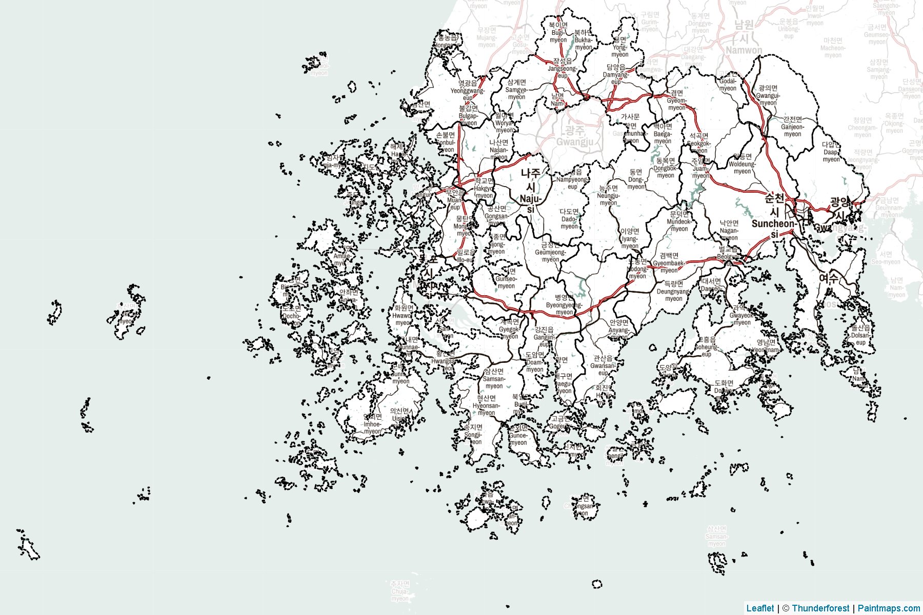 Jeollanam-Do (South Korea) Map Cropping Samples-2