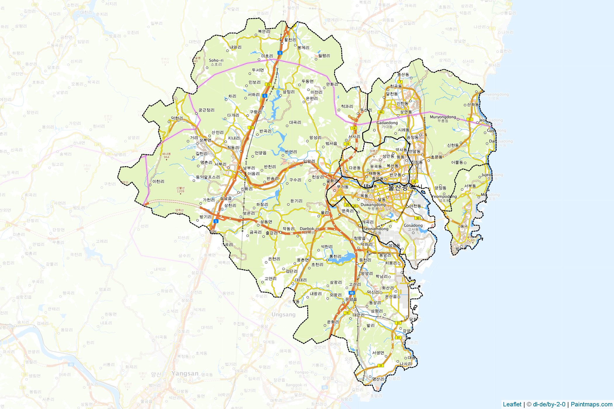 Ulsan (South Korea) Map Cropping Samples-1