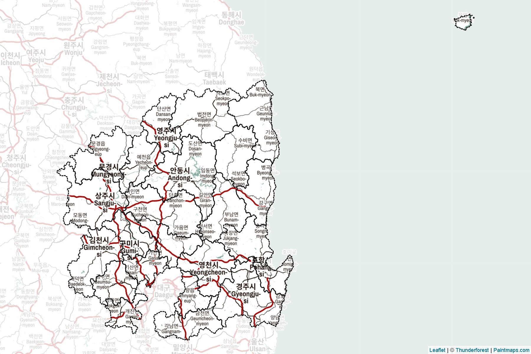 Kuzey Gyeongsang (Güney Kore) Haritası Örnekleri-2