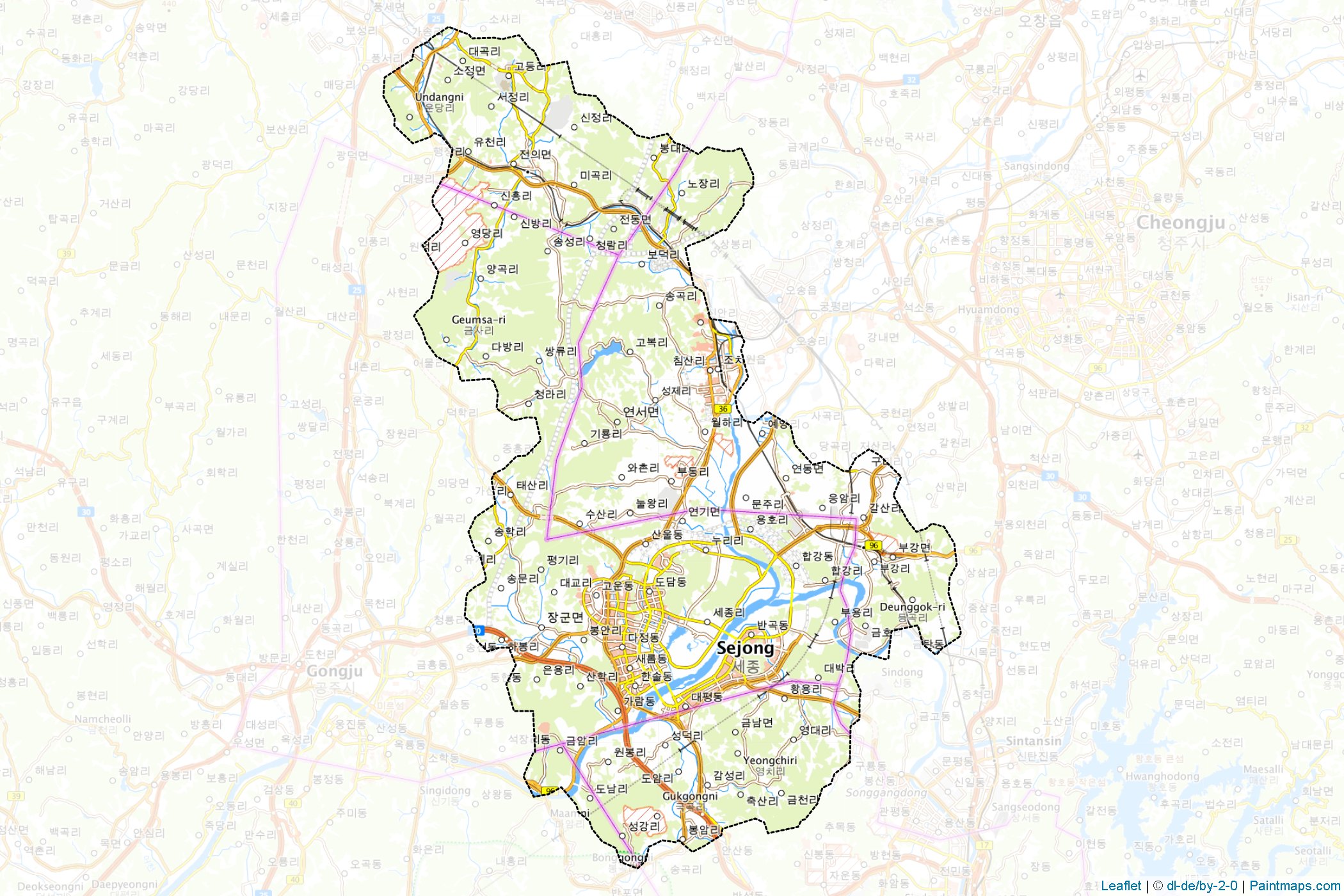 Muestras de recorte de mapas Sejong (Corea del Sur)-1