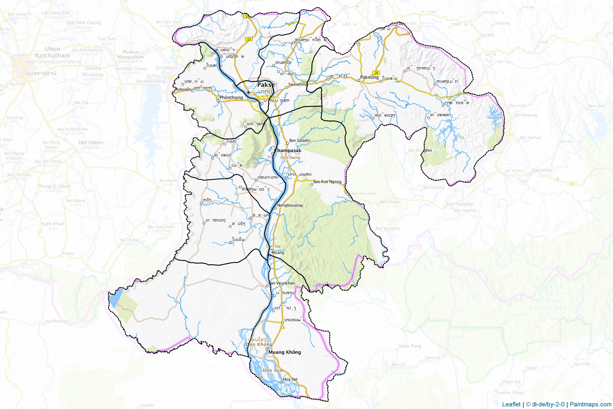 Muestras de recorte de mapas Champasak (Laos)-1