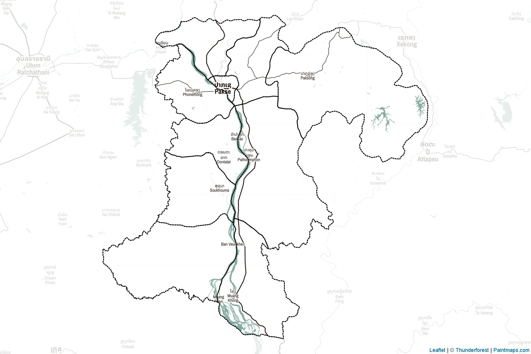 Muestras de recorte de mapas Champasak (Laos)-2