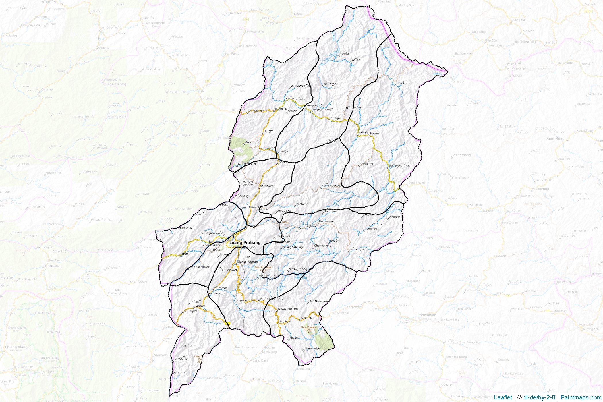 Muestras de recorte de mapas Luangphrabang (Laos)-1