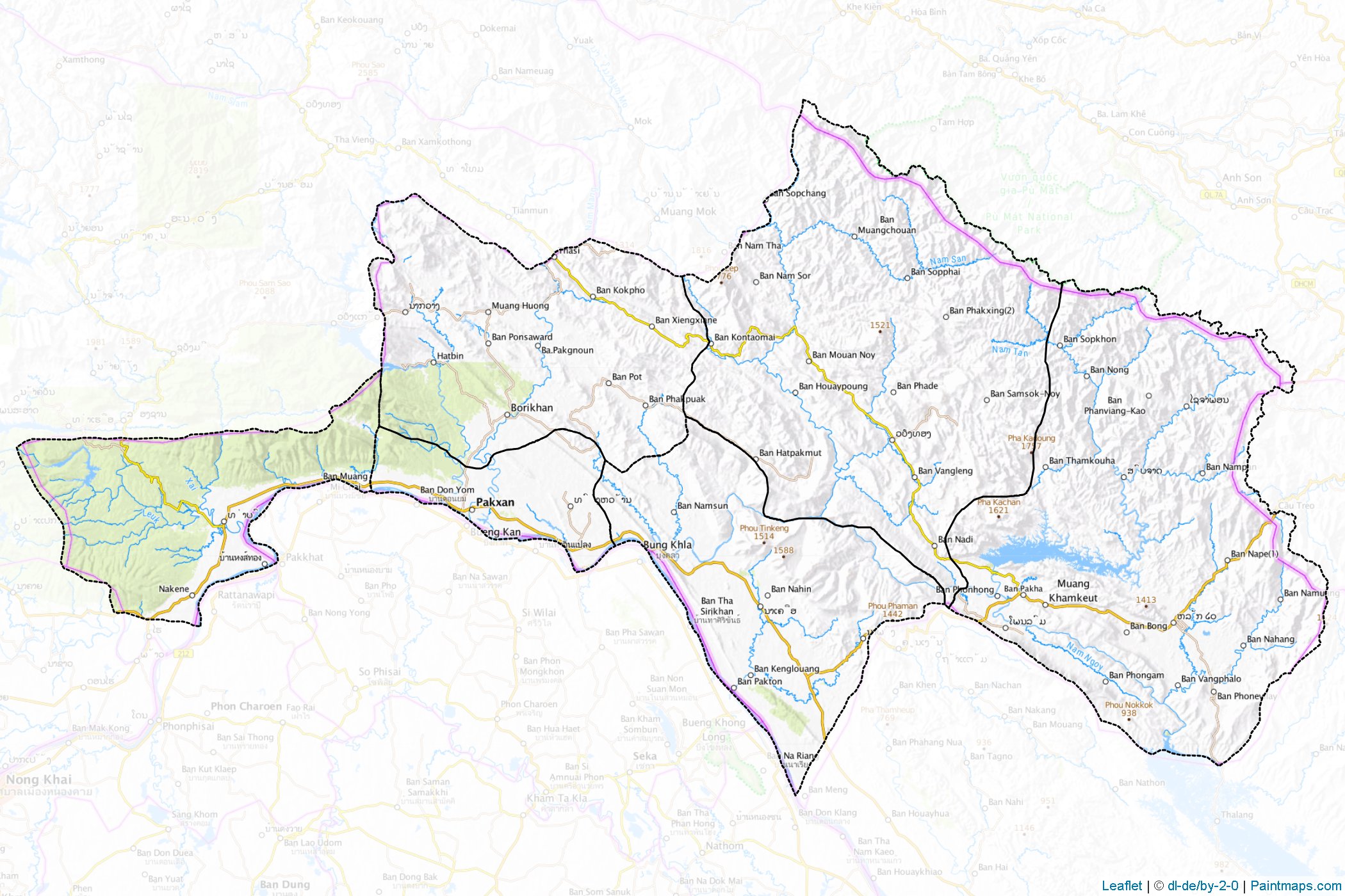 Muestras de recorte de mapas Borikhamxai (Laos)-1