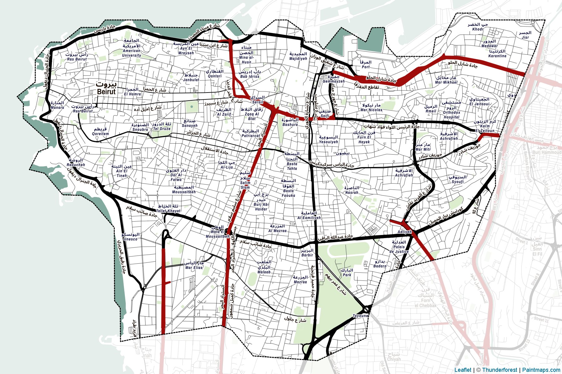 Muestras de recorte de mapas Beirut (Líbano)-2