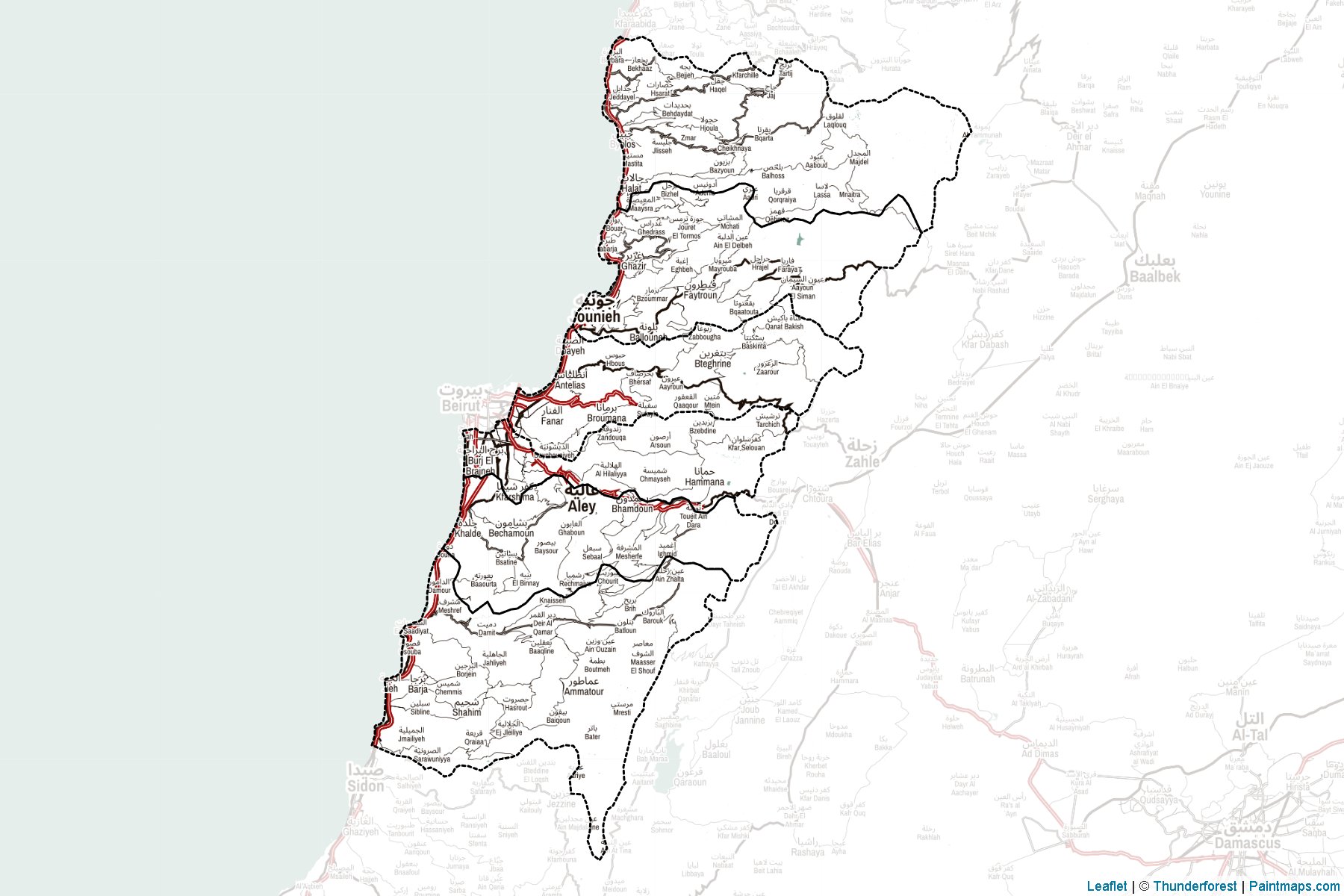 Muestras de recorte de mapas Mount Lebanon (Líbano)-2