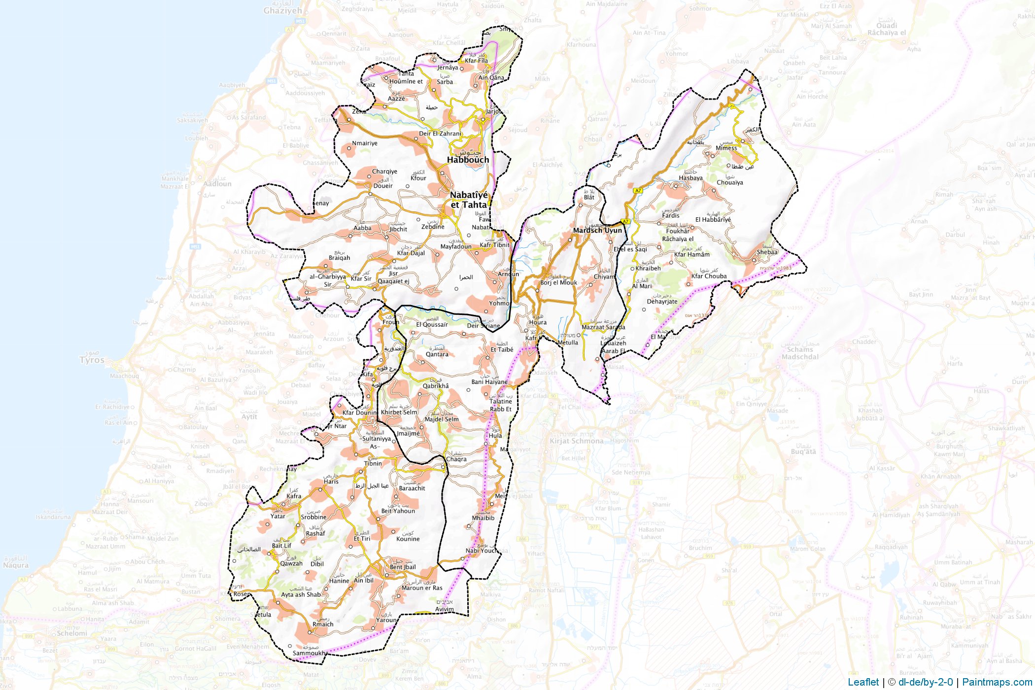 Muestras de recorte de mapas Nabatieh (Líbano)-1