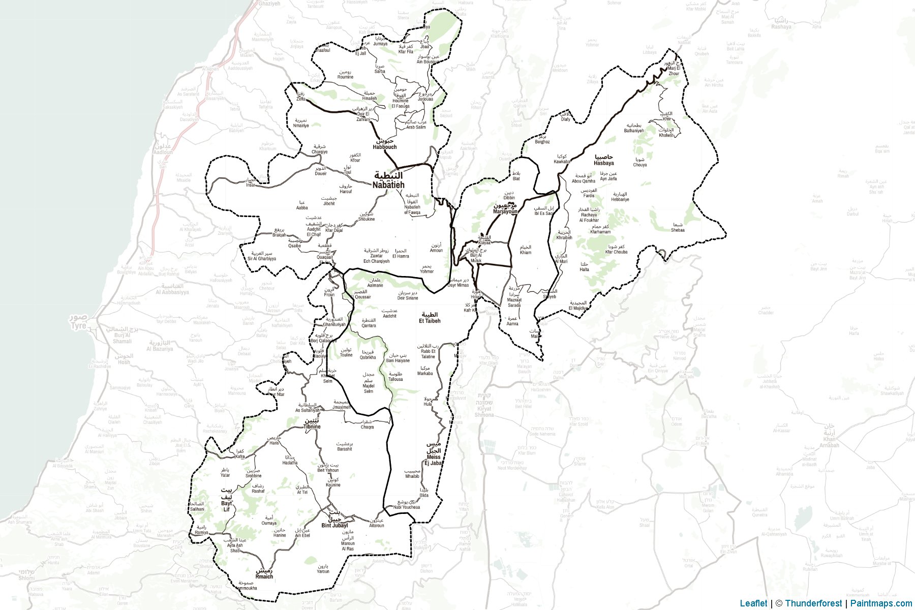 Muestras de recorte de mapas Nabatieh (Líbano)-2