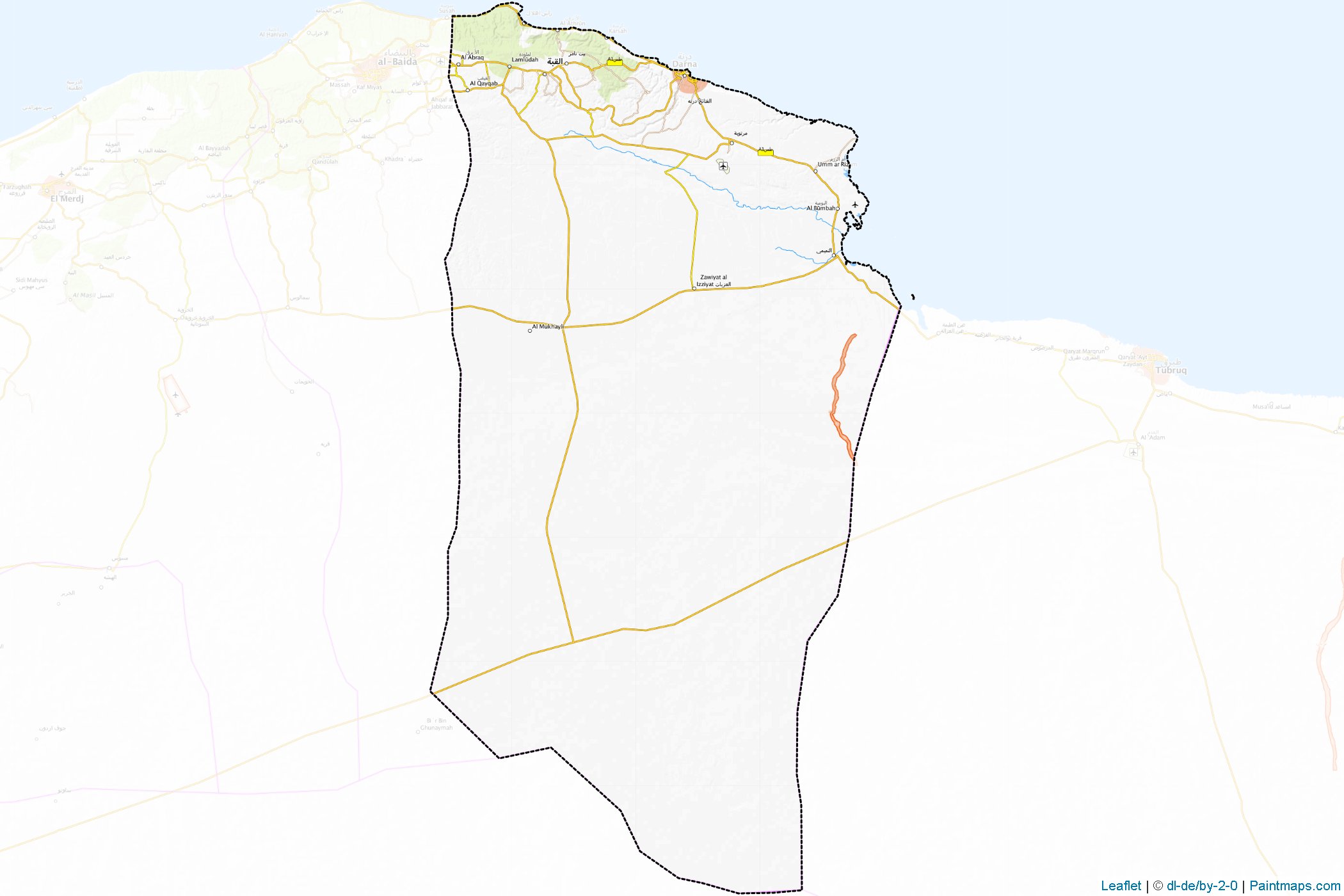 Muestras de recorte de mapas Al Qubbah (Libia)-1