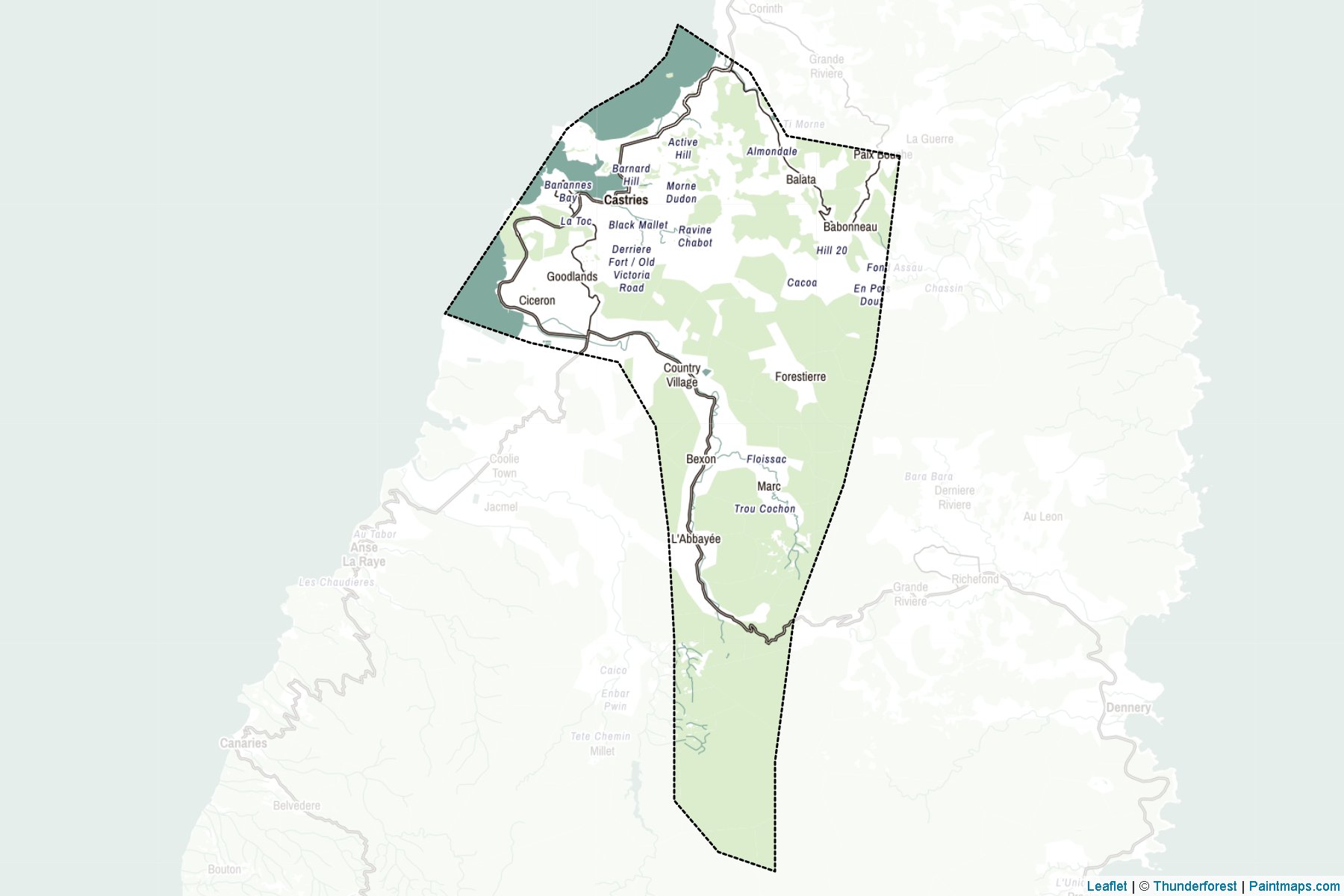 Muestras de recorte de mapas Castries (Santa Lucía)-2