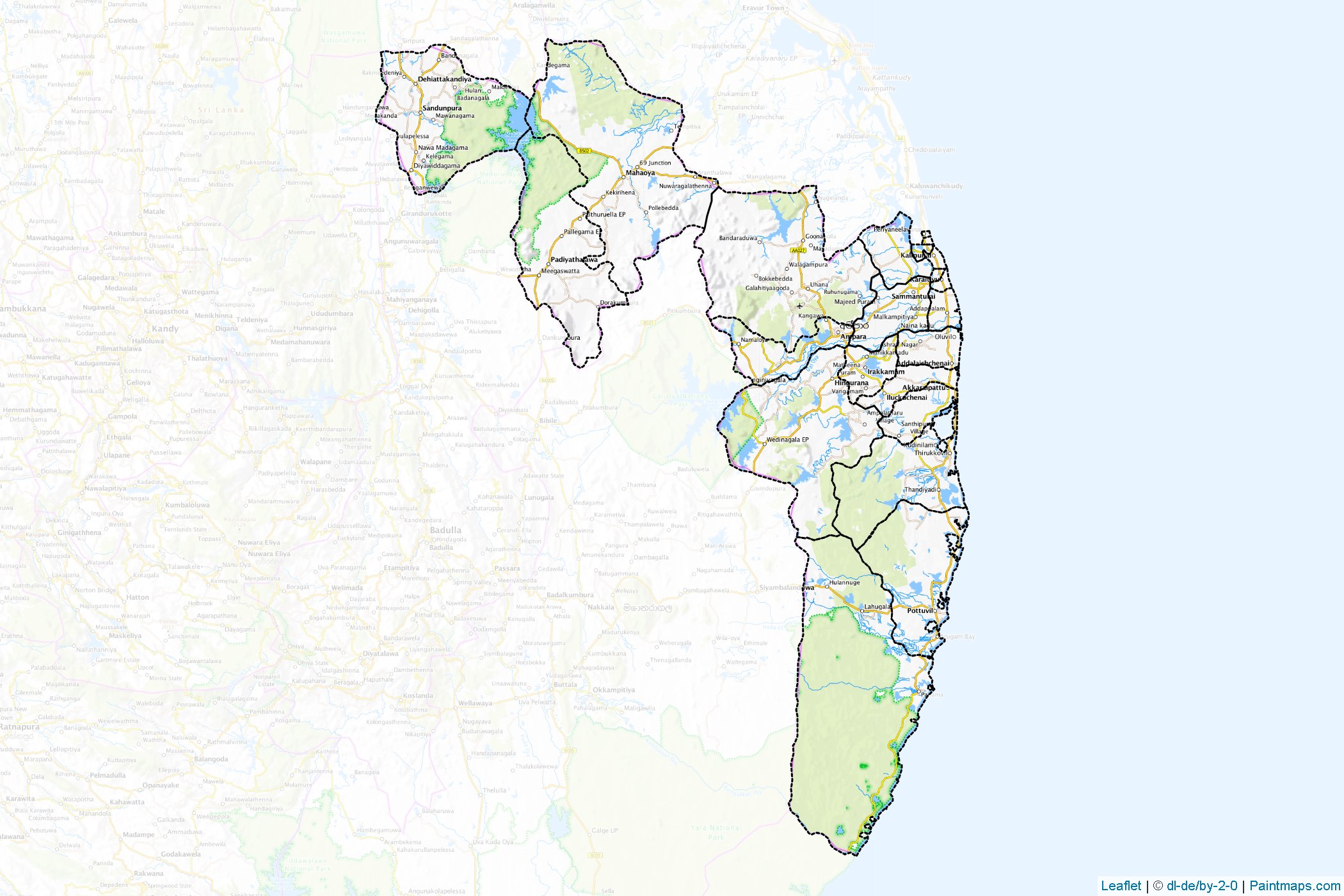 Muestras de recorte de mapas Ampāra (Sri Lanka)-1