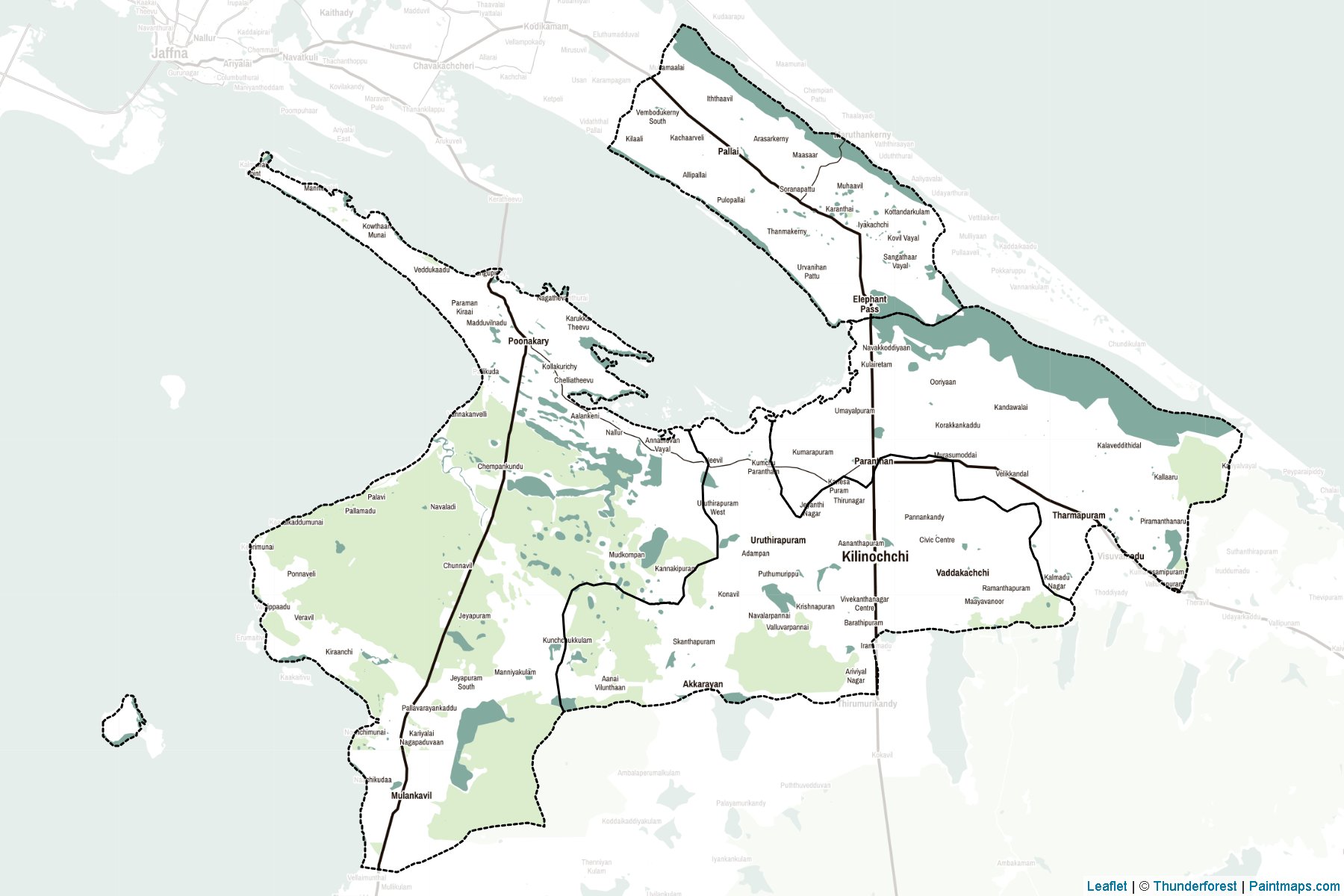 Muestras de recorte de mapas Kilinŏchchi (Sri Lanka)-2