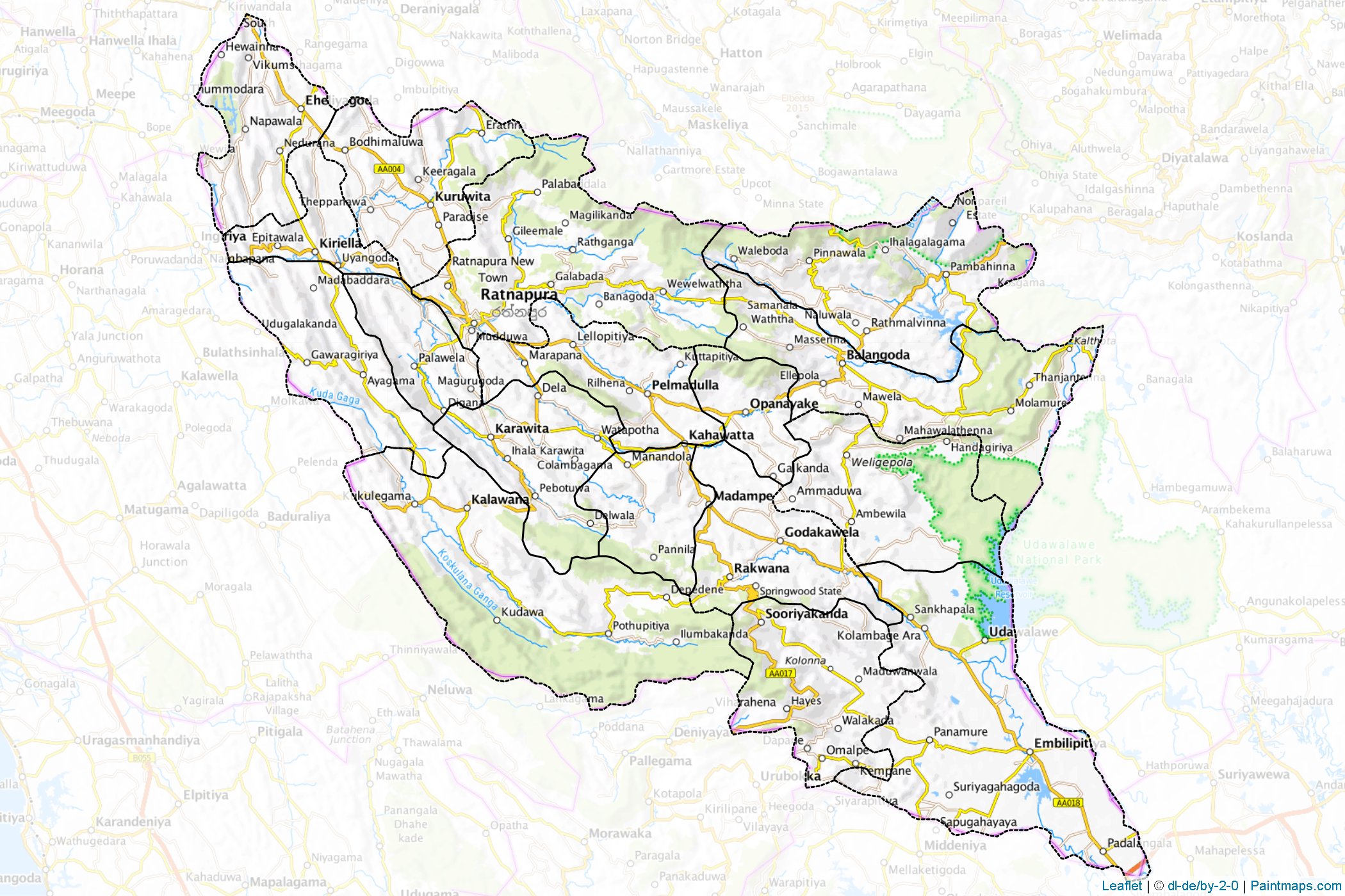 Make printable Ratnapura maps with border masking (cropping) using ...