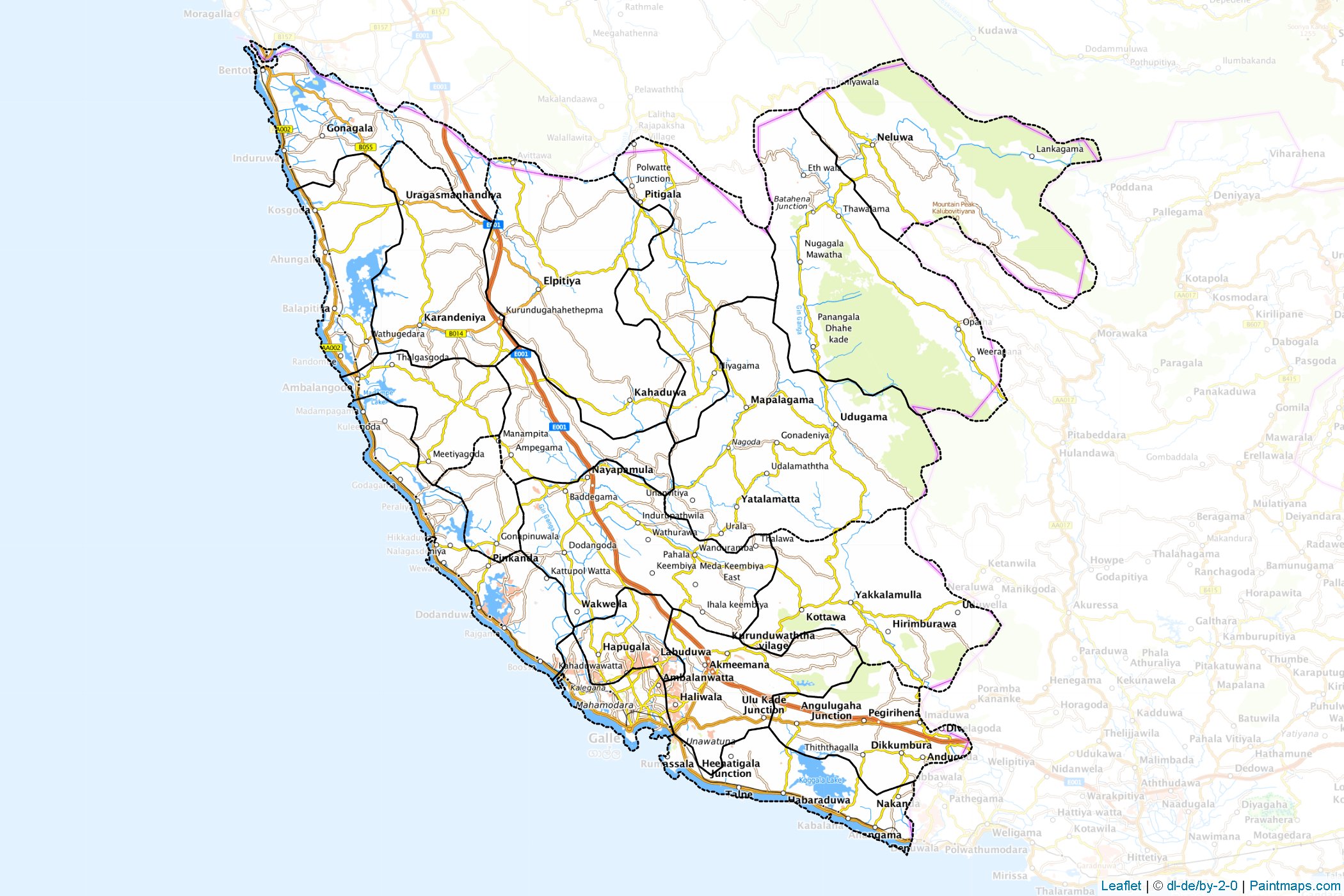 Muestras de recorte de mapas Gālla (Sri Lanka)-1