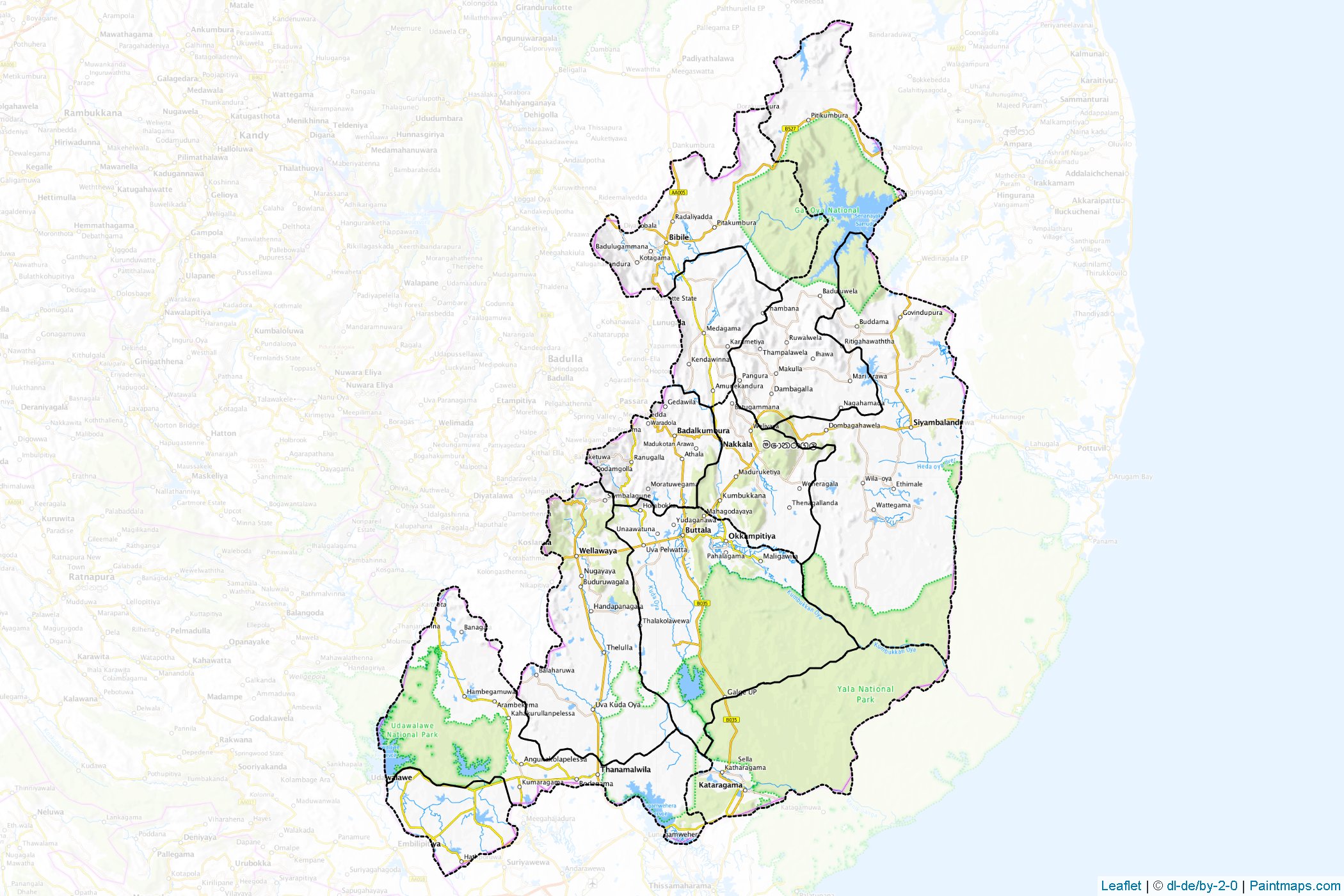 Muestras de recorte de mapas Mŏṇarāgala (Sri Lanka)-1