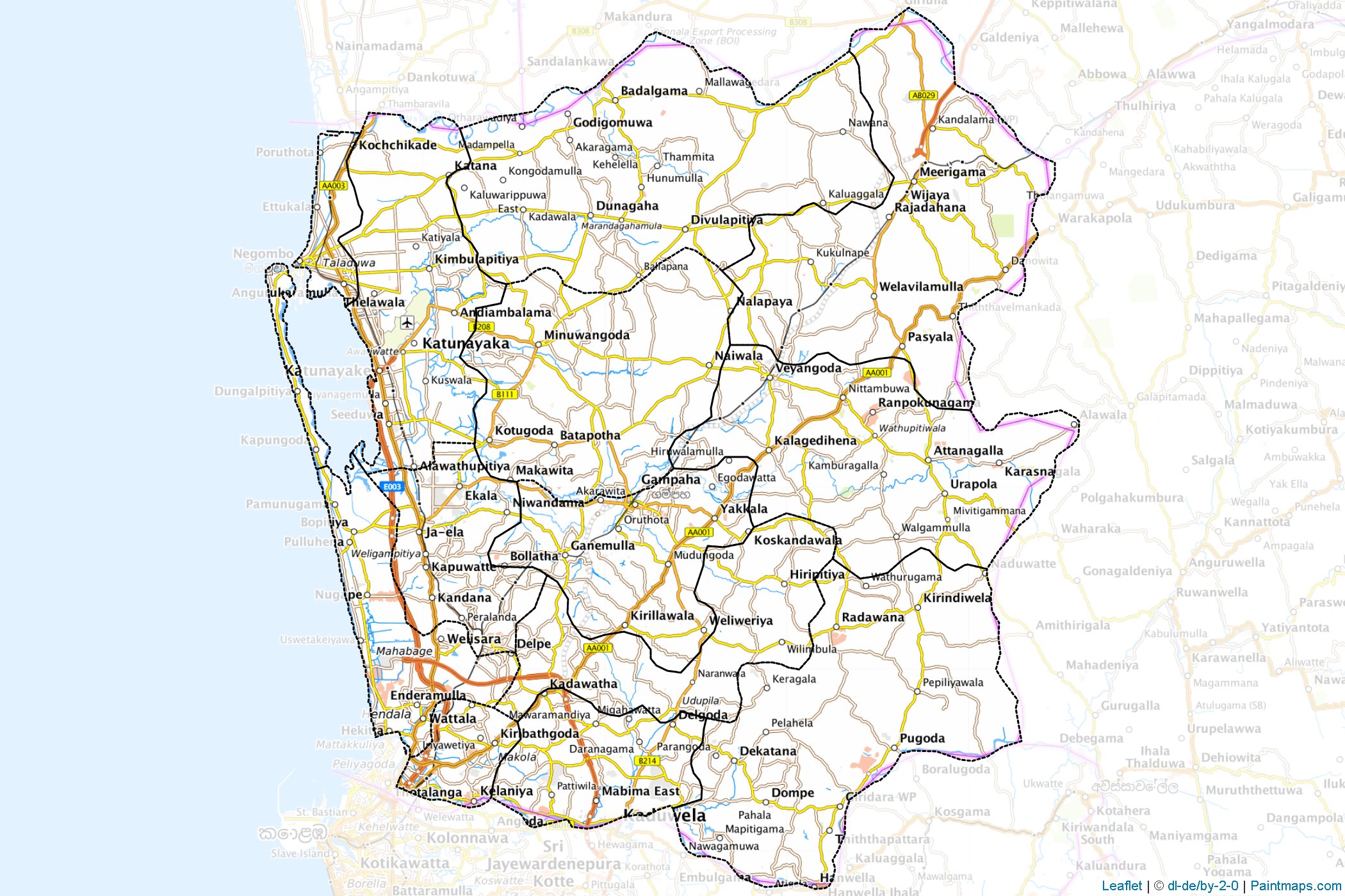 Border cropping samples for Gampaha map.