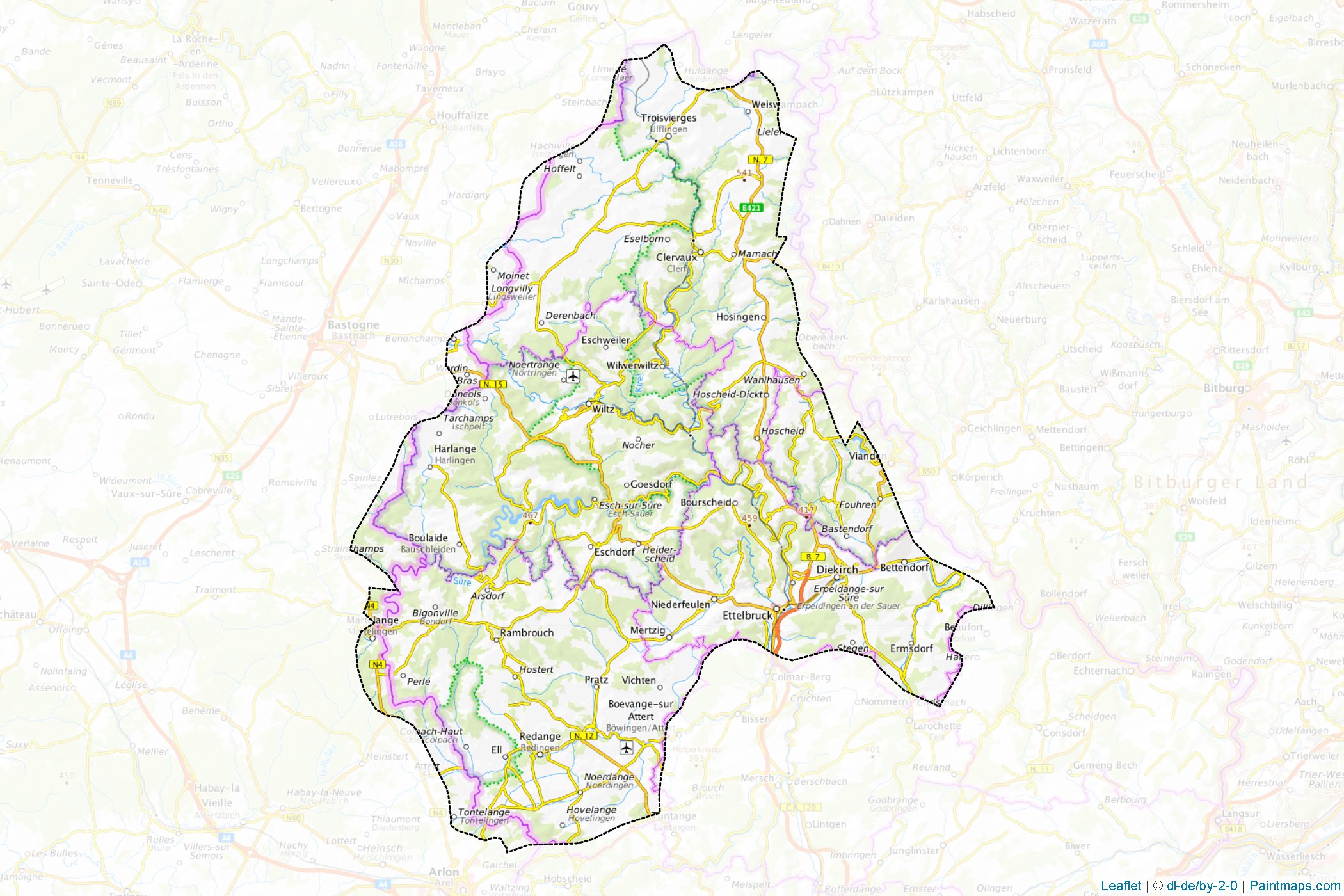 Diekirch District (Luxembourg) Map Cropping Samples-1