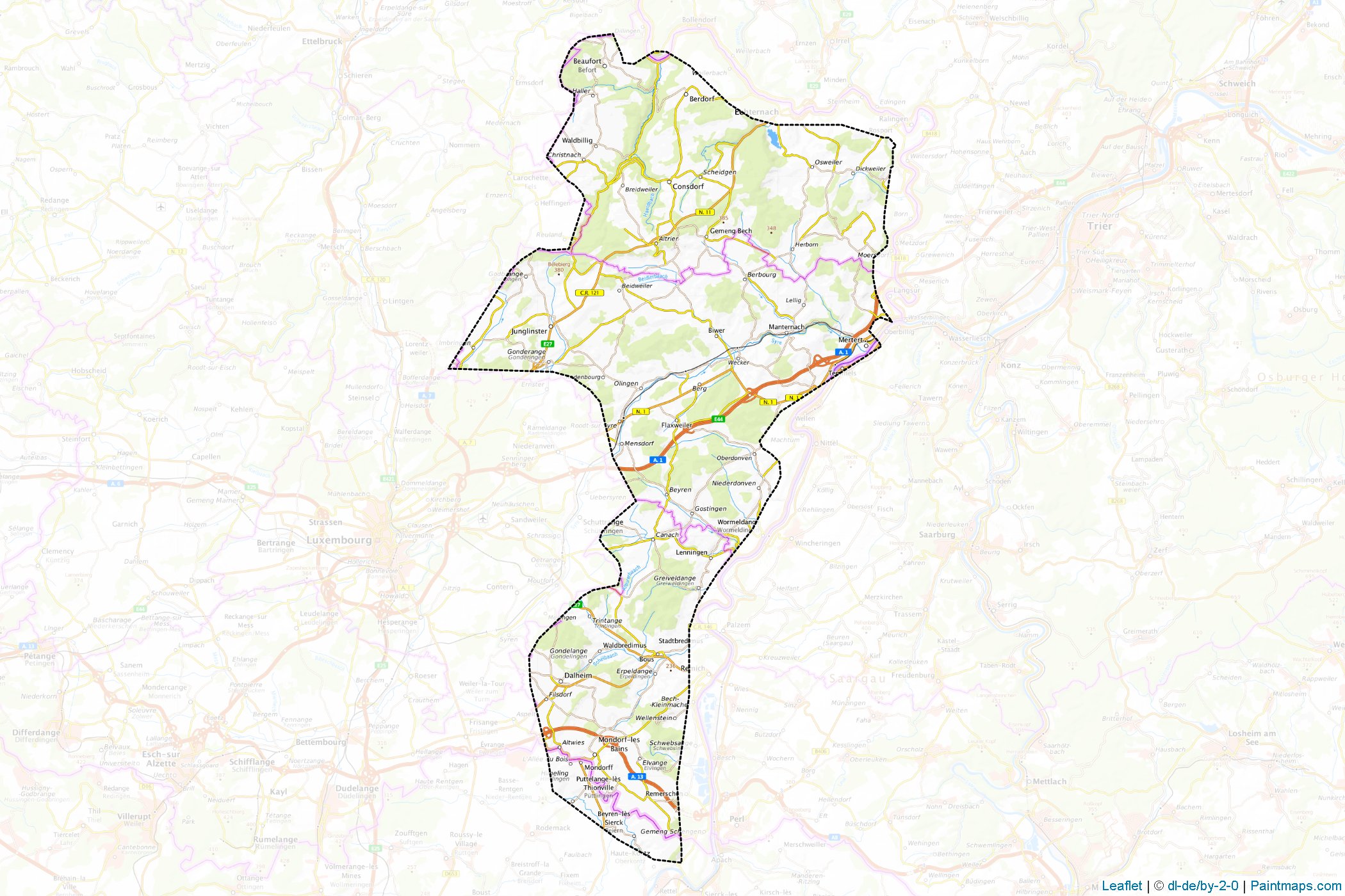 Grevenmacher District (Luxembourg) Map Cropping Samples-1