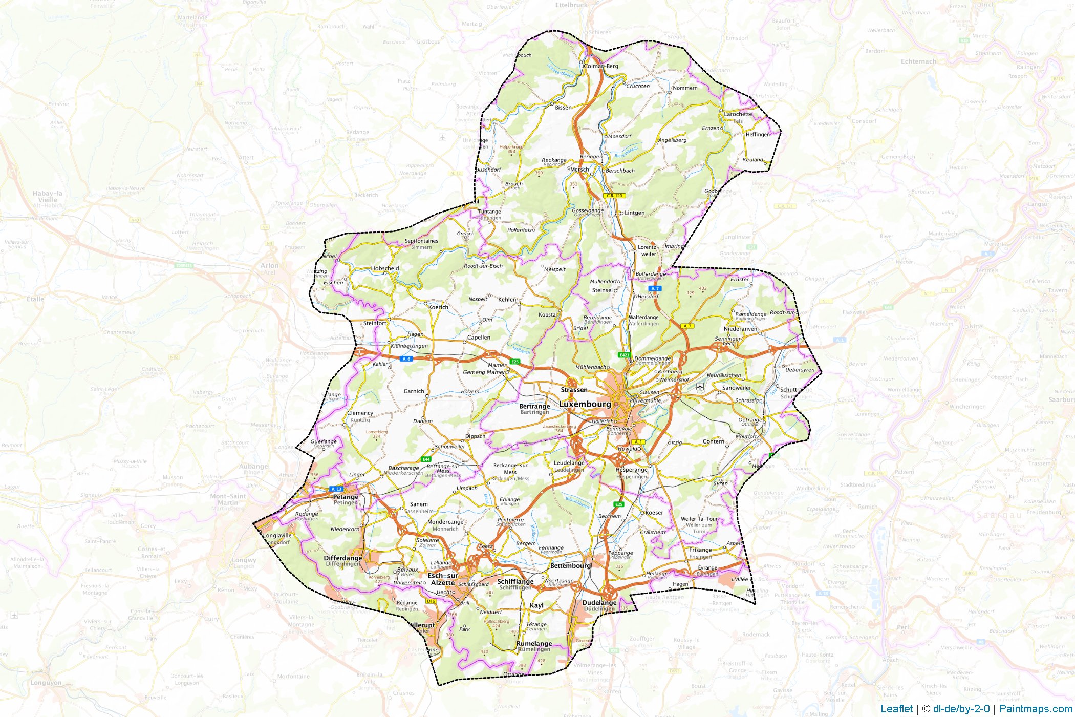 Muestras de recorte de mapas Luxembourg (Luxemburgo)-1