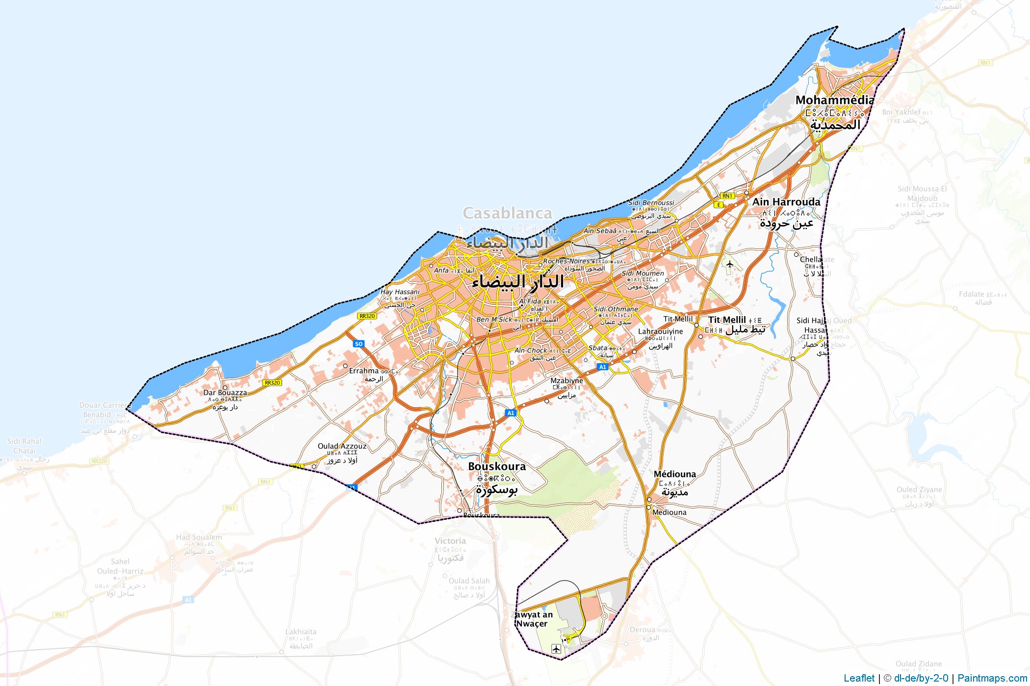 Greater Casablanca (Morocco) Map Cropping Samples-1